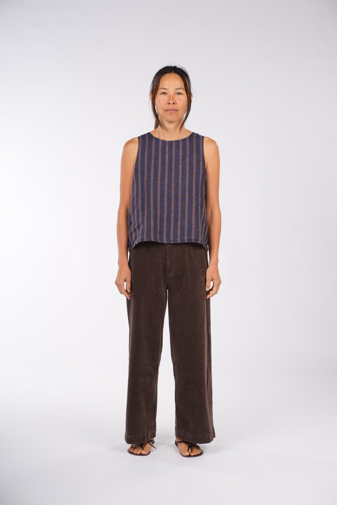 Ava Linen Cami Top in Stripe