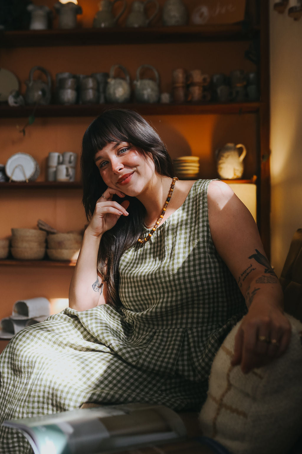 Sartene French Linen Dress in Gingham