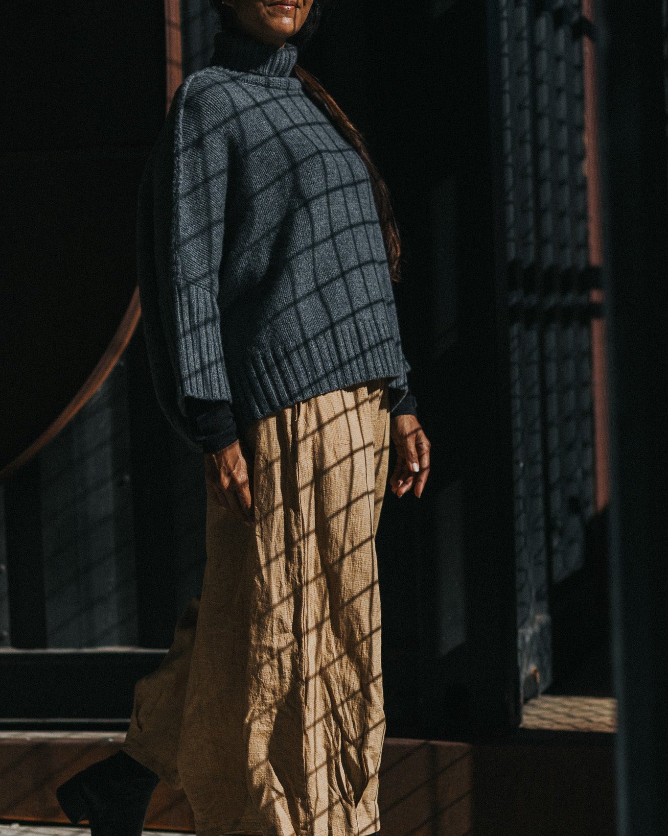 Eadie Linen Pants in Fine Houndstooth