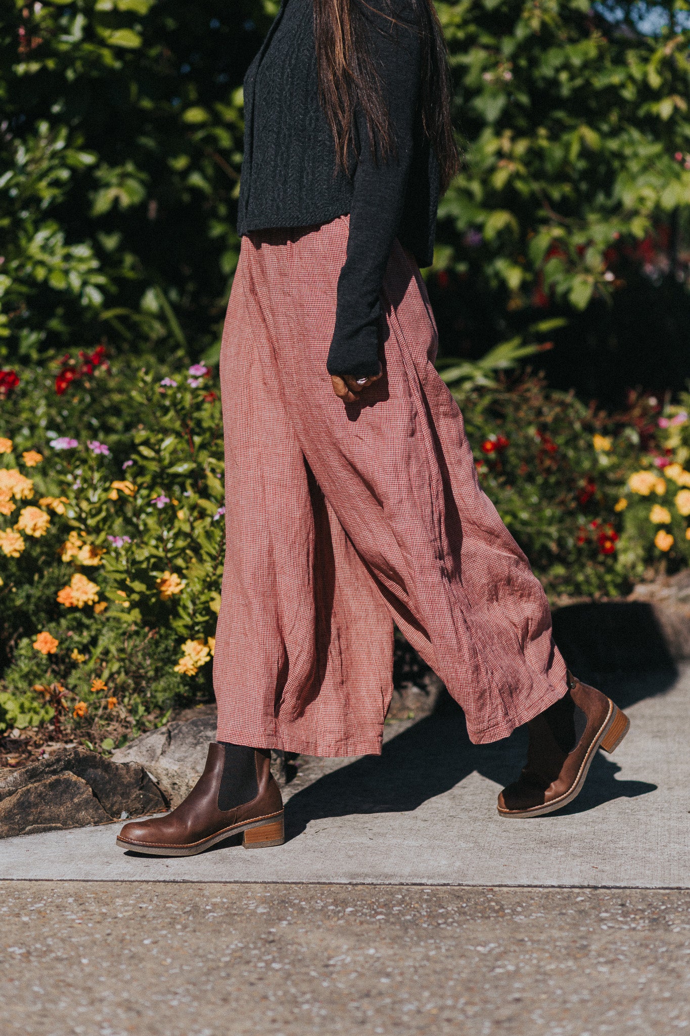 Eadie Linen Pants in Fine Houndstooth
