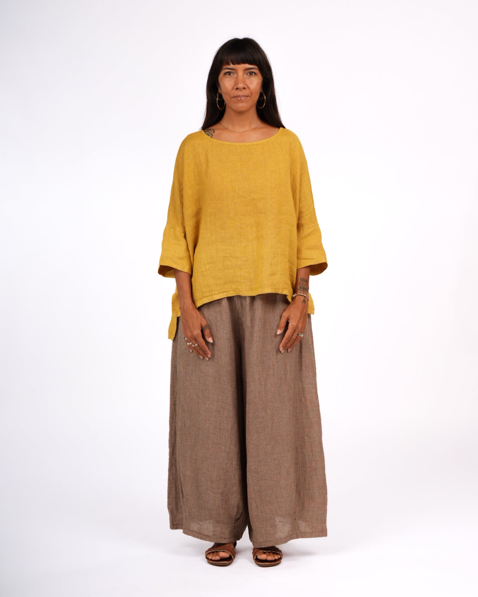 Eadie Linen Pants in Fine Houndstooth