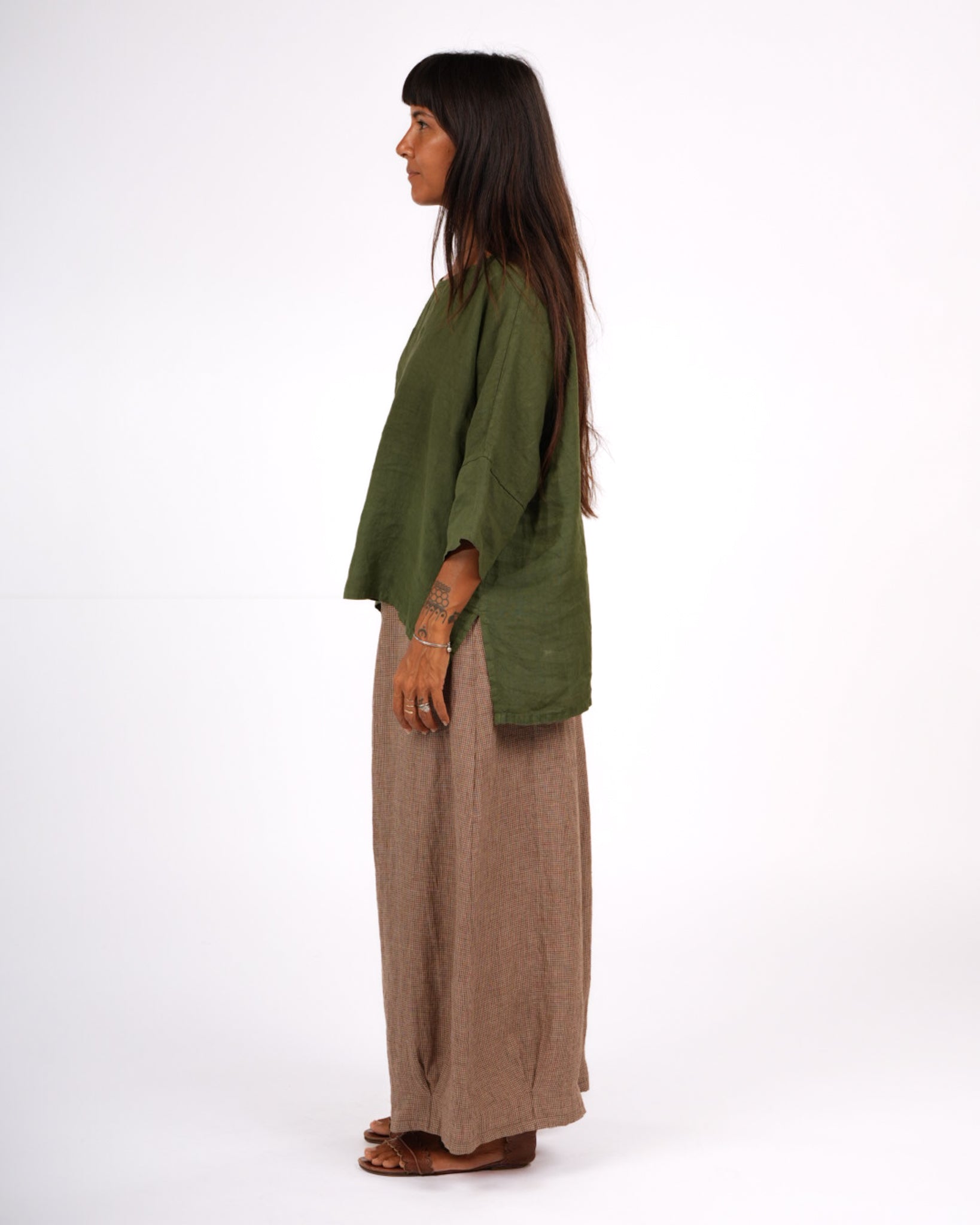 Eadie Linen Pants in Fine Houndstooth