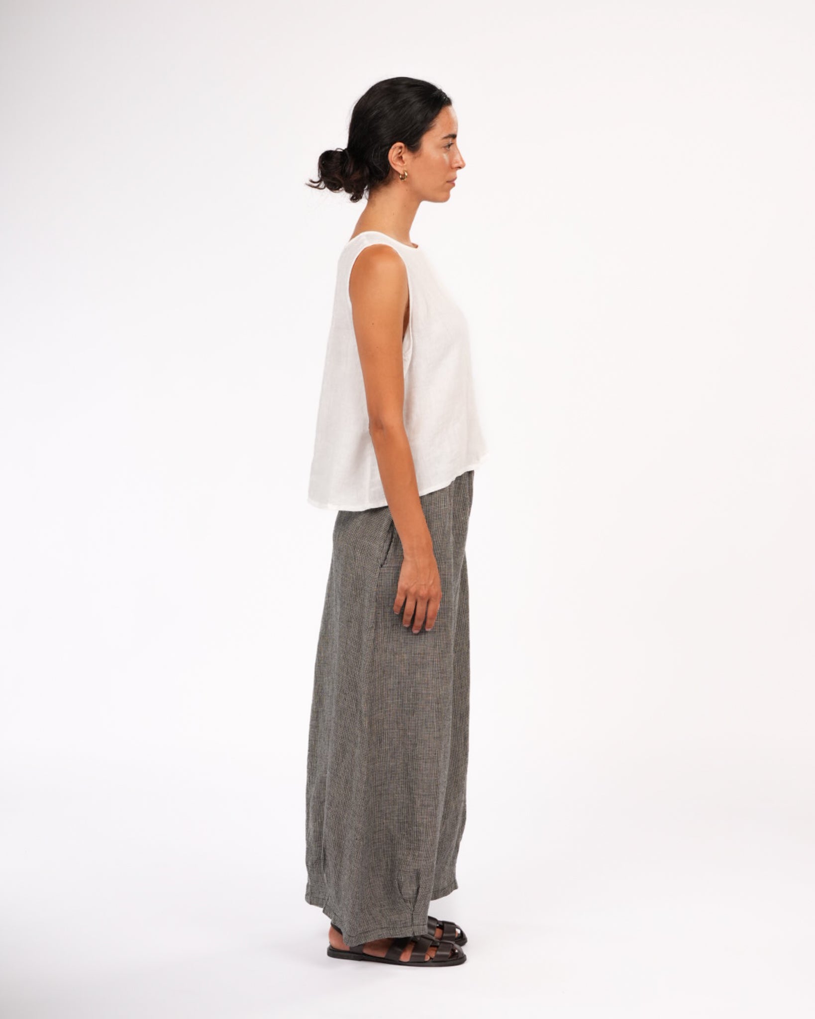 Eadie Linen Pants in Fine Houndstooth