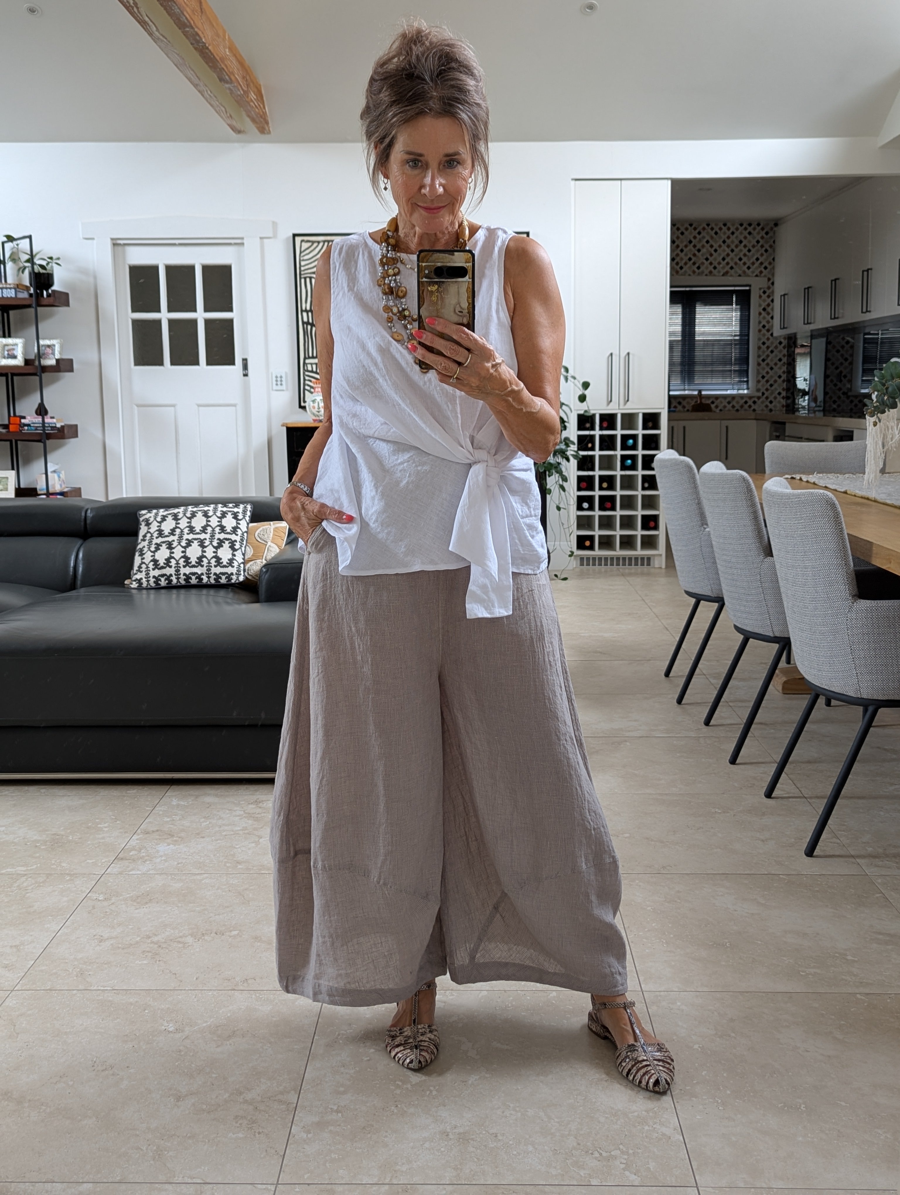 Roland Linen Pants in Houndstooth