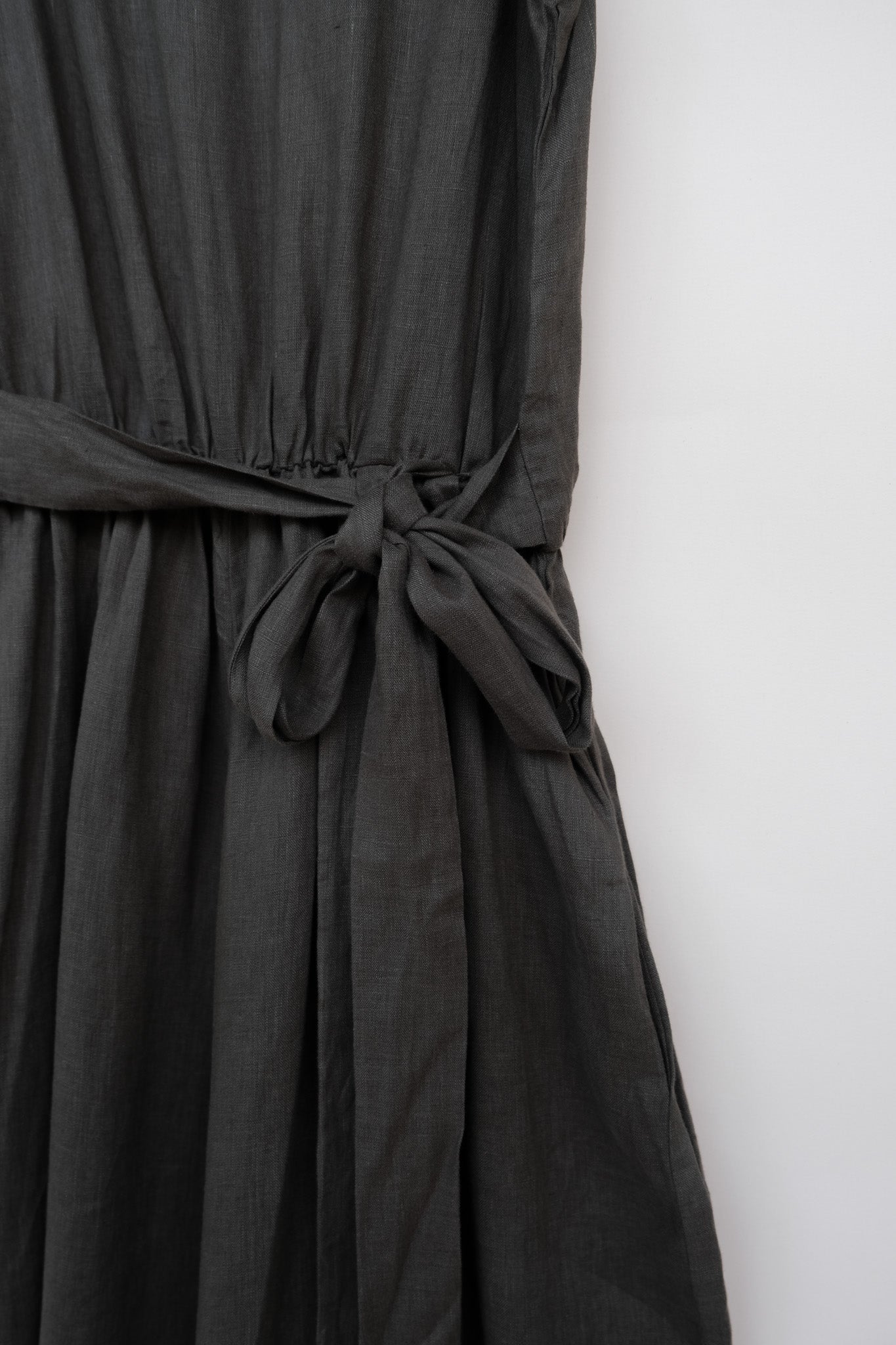 Alba French Linen Tie-Waist Jumpsuit Khaki