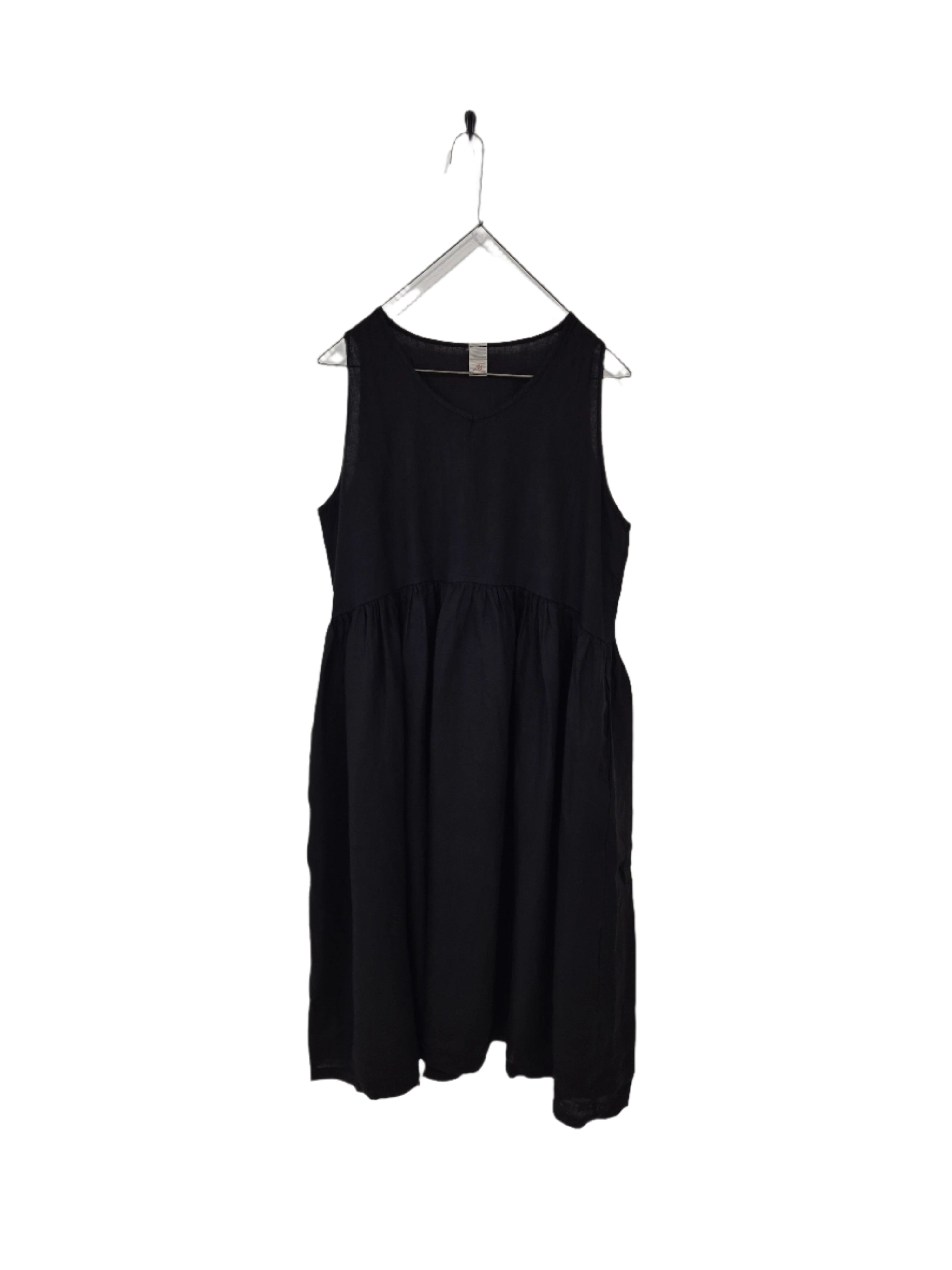 Montaigne Adelaide Sleeveless Linen Dress with Pockets Black