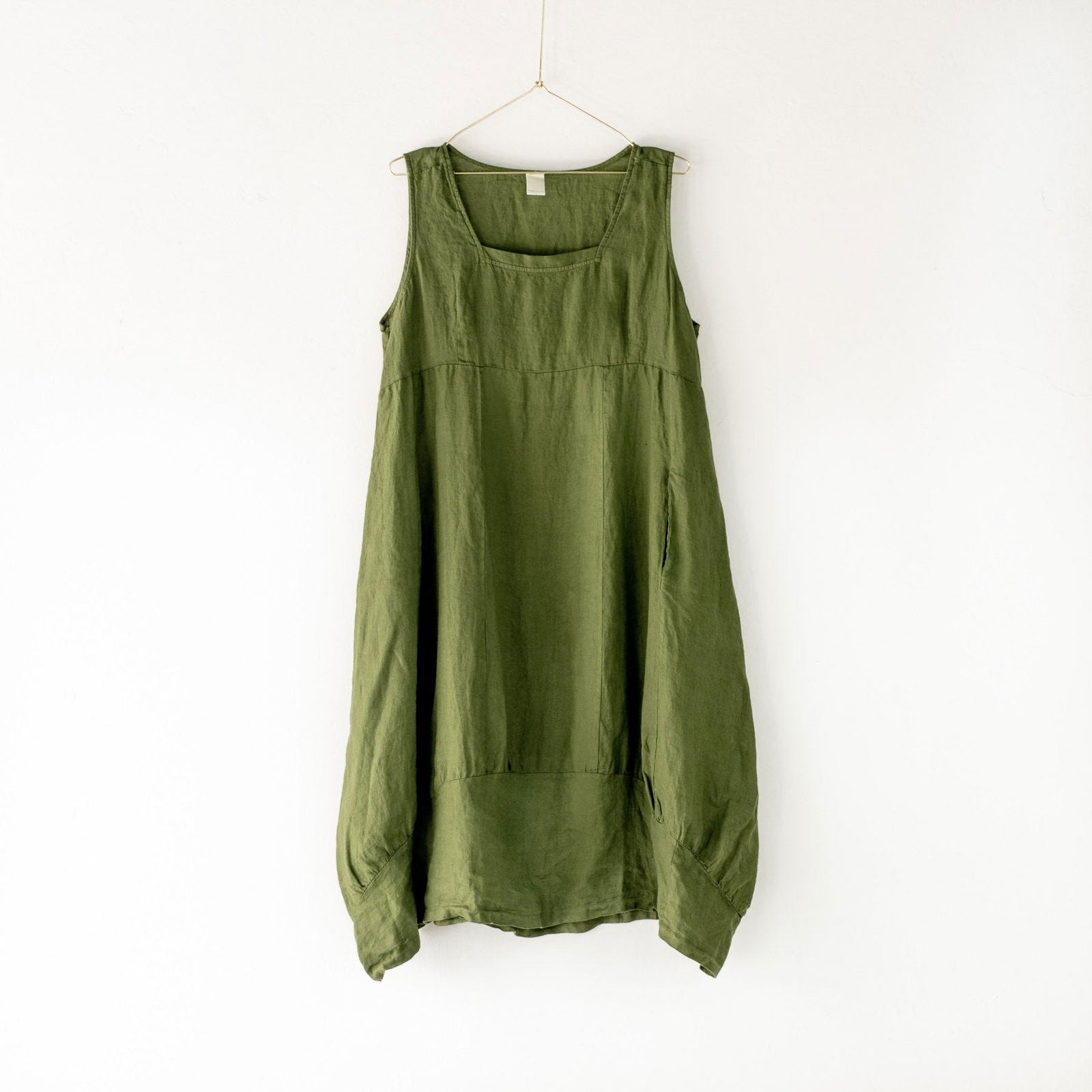Montaigne Anaïs Linen Pinafore Dress Forest Green