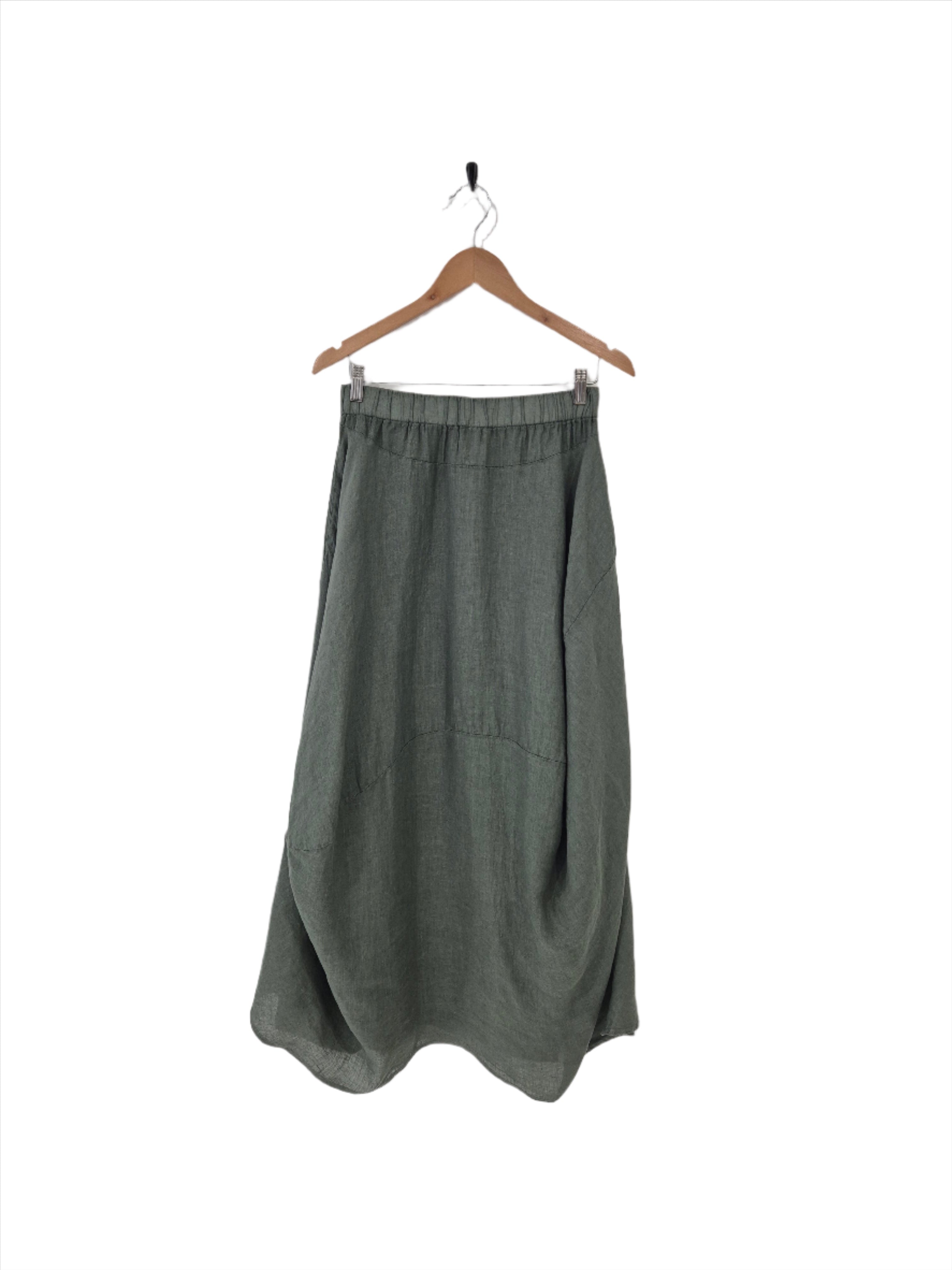 Montaigne Astrid Linen Asymmetrical Skirt Khaki
