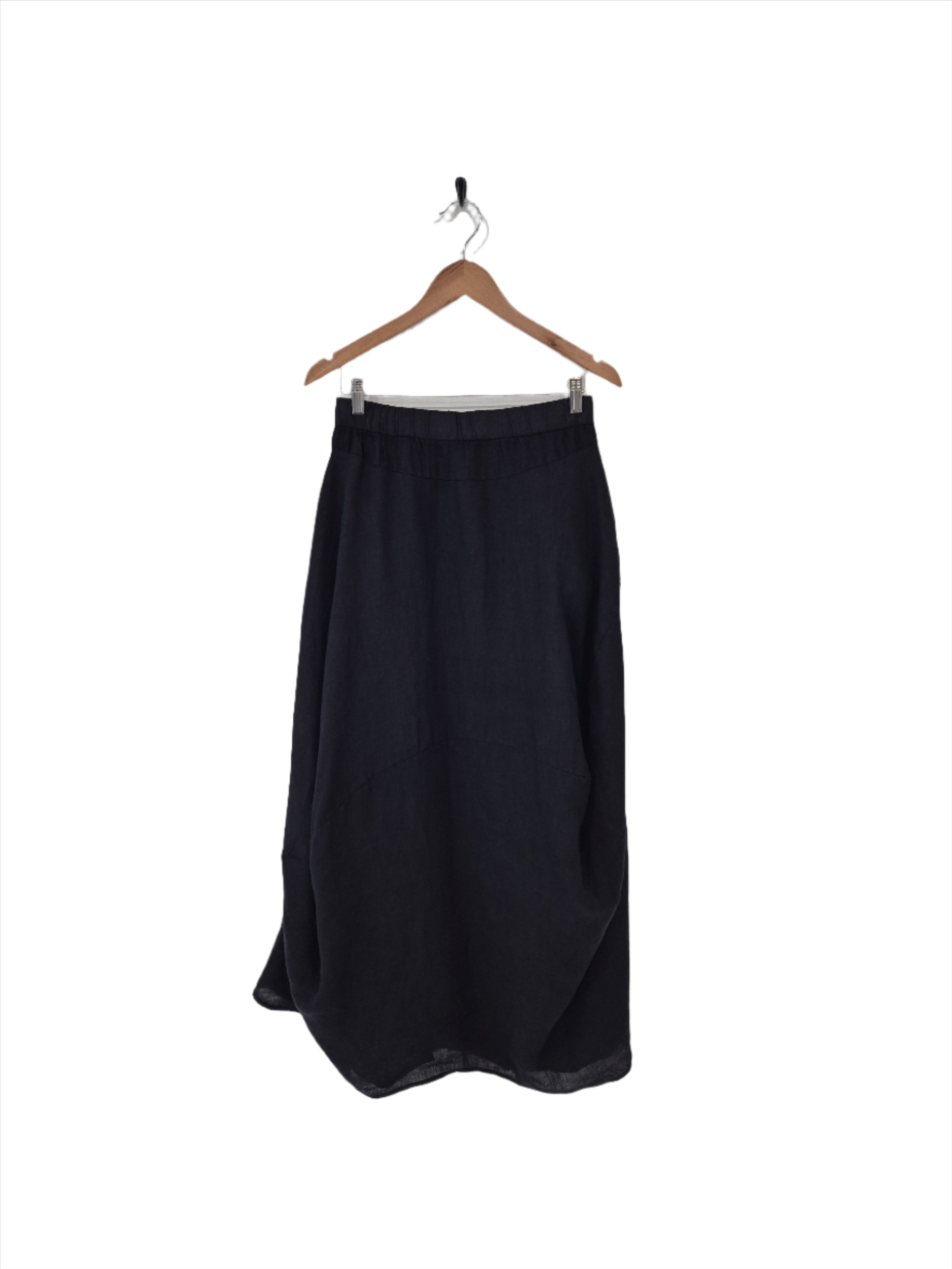 Montaigne Astrid Linen Asymmetrical Skirt Navy
