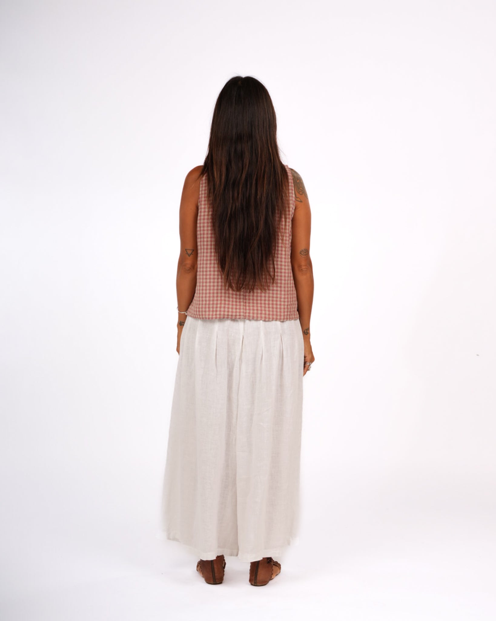 Montaigne Ava Linen Cami in Gingham Rose3