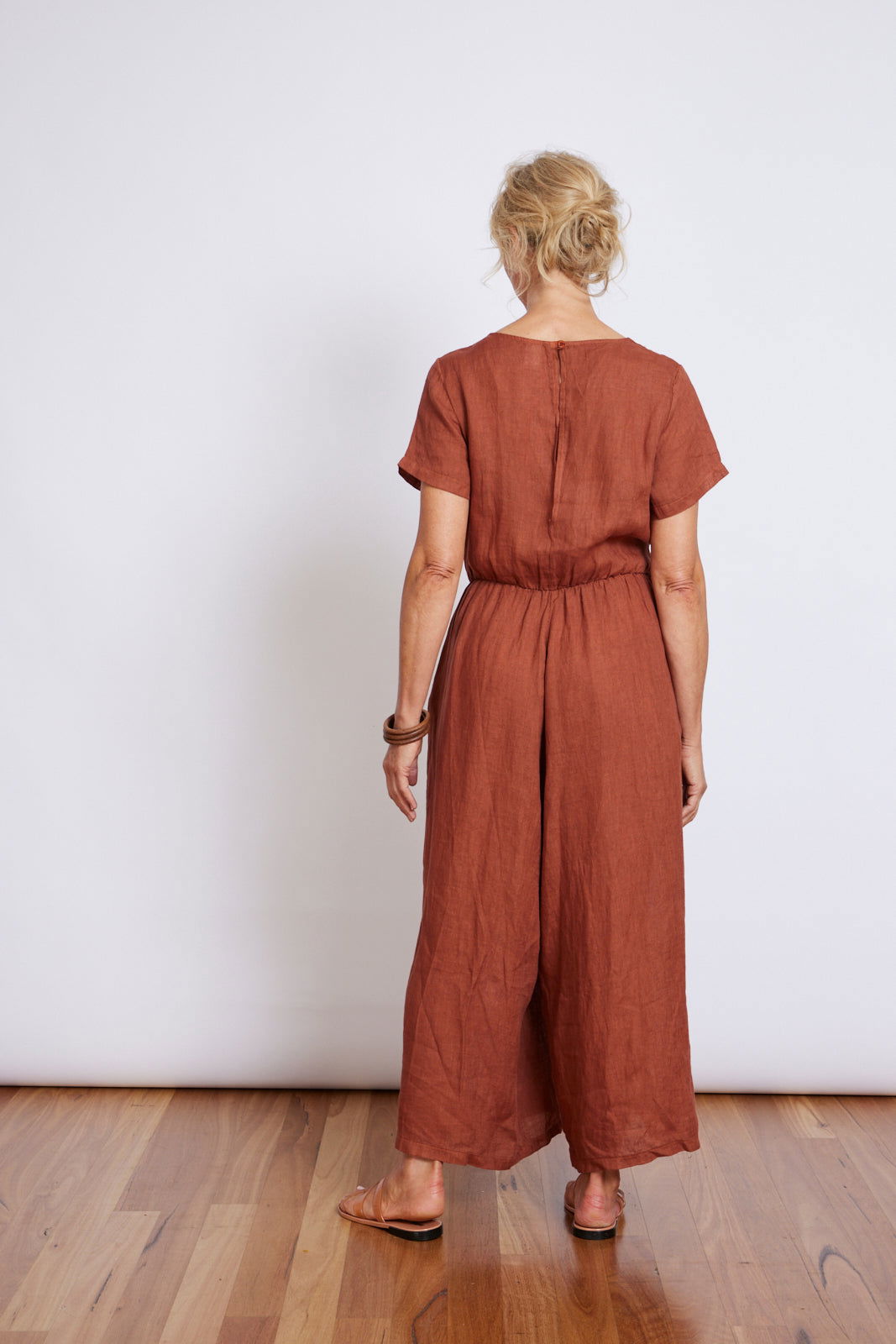 Montaigne Beatrice Linen Jumpsuit with Tie Rust4