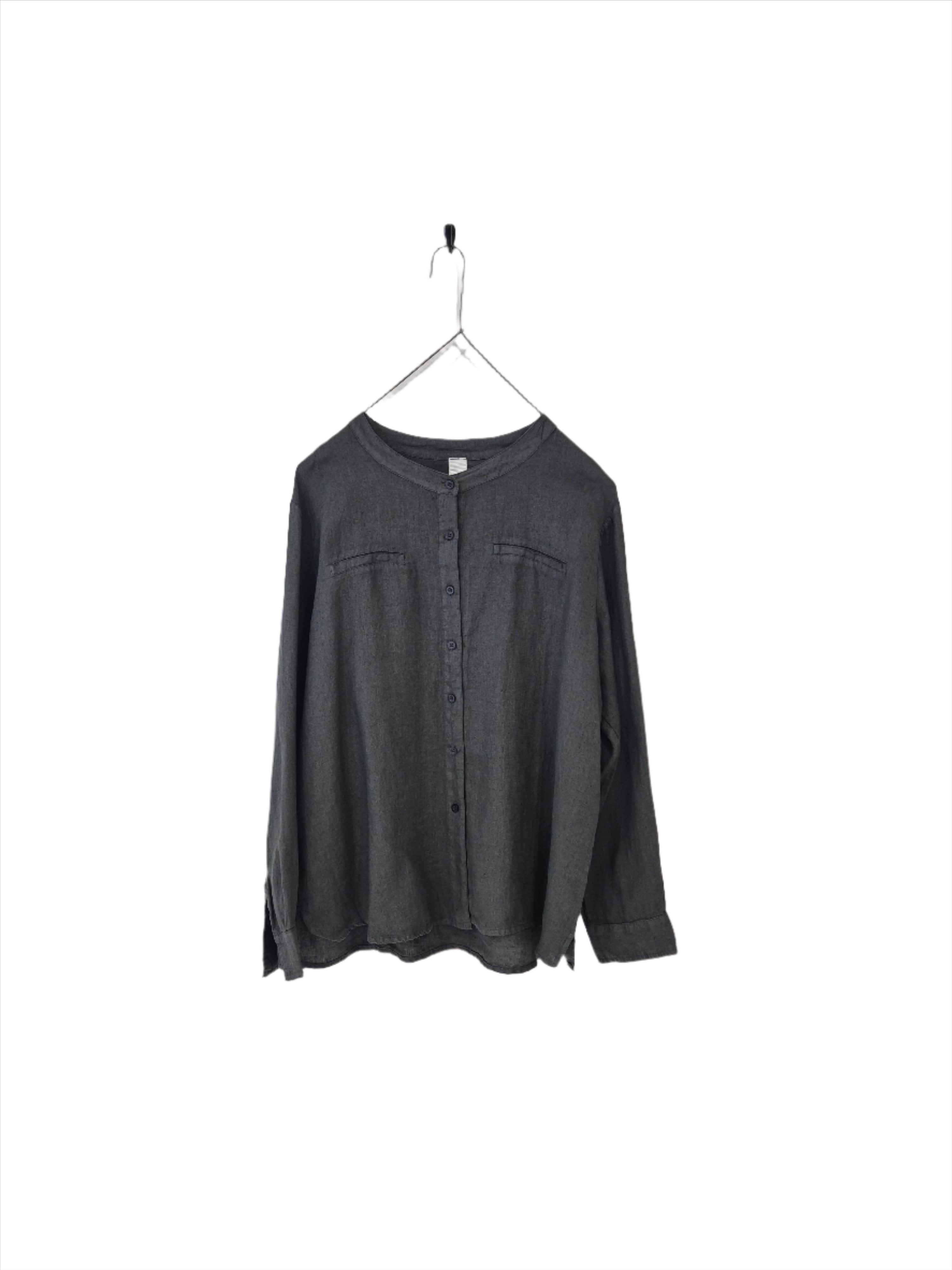 Montaigne Beauvoir Long Sleeve Linen Shirt Petrol