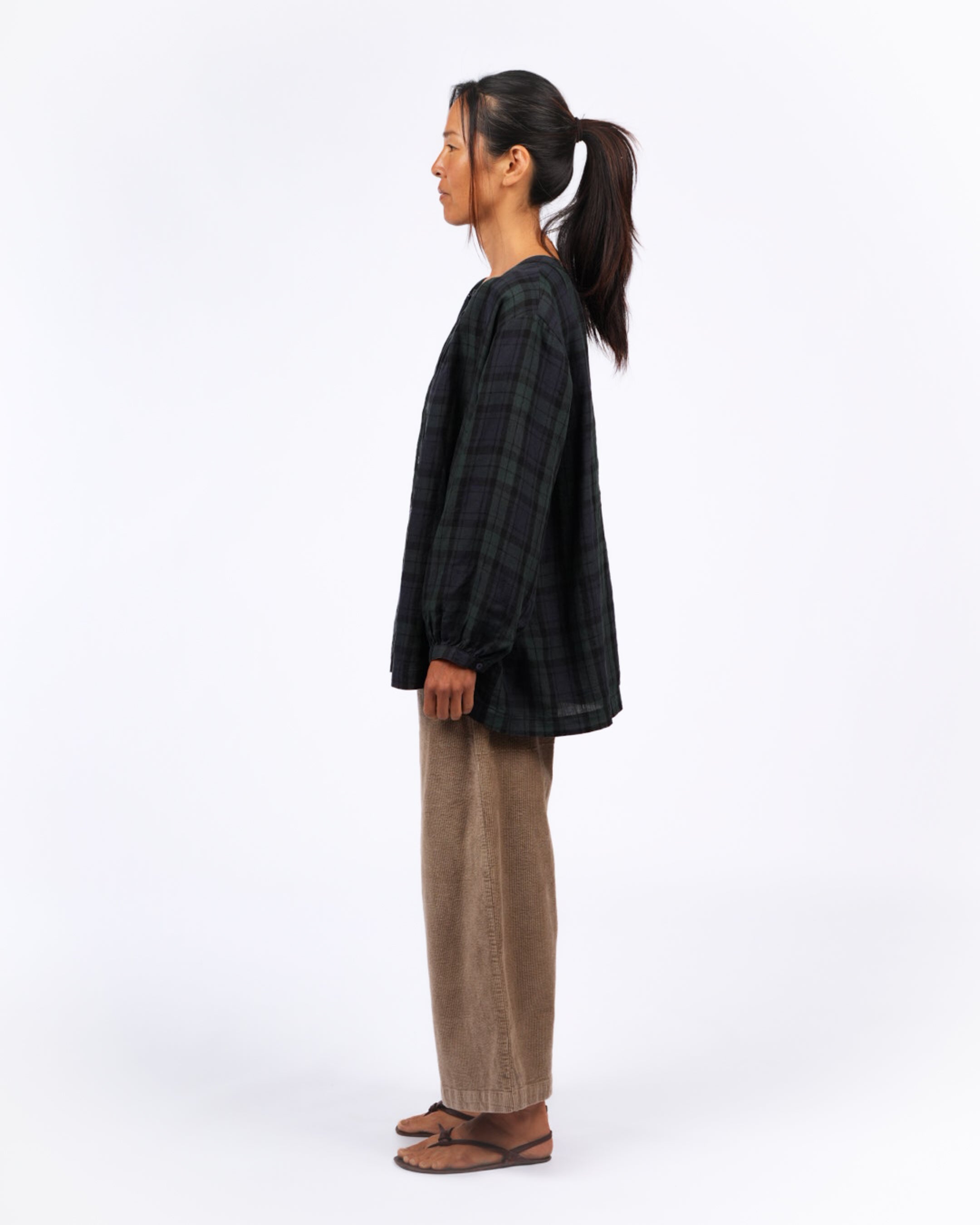 Montaigne Carmen Button Through Long Sleeve Top in Tartan4