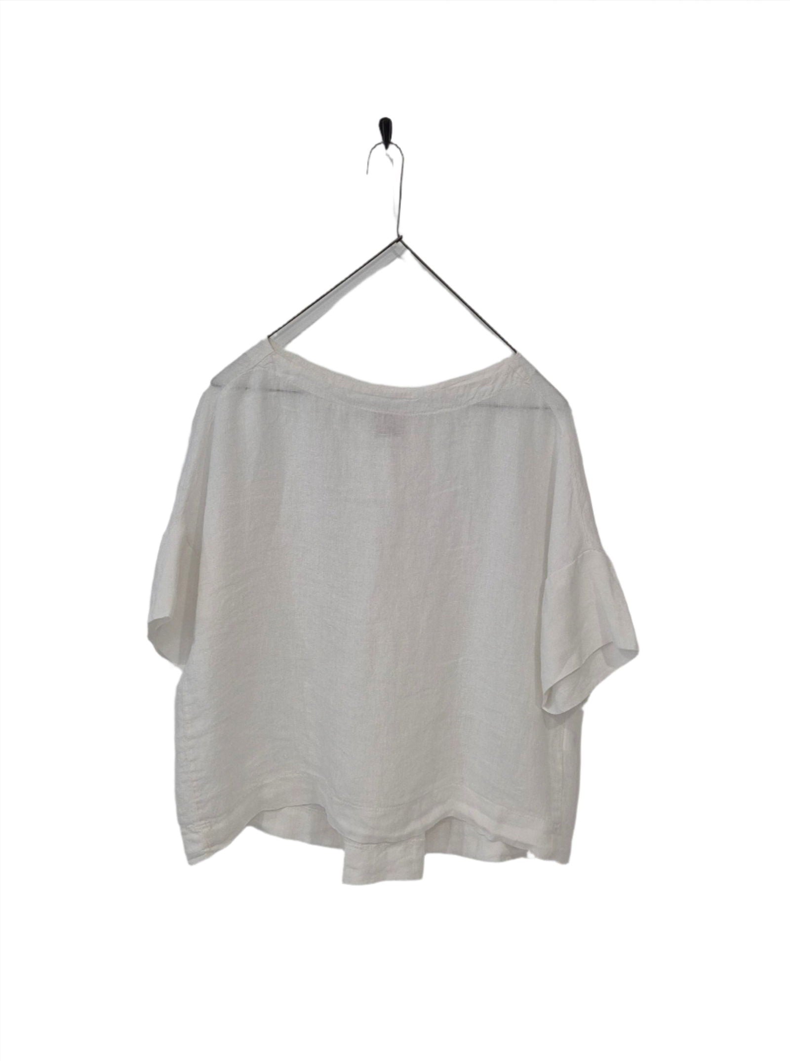 Montaigne Celine Short Sleeved Linen Top White1