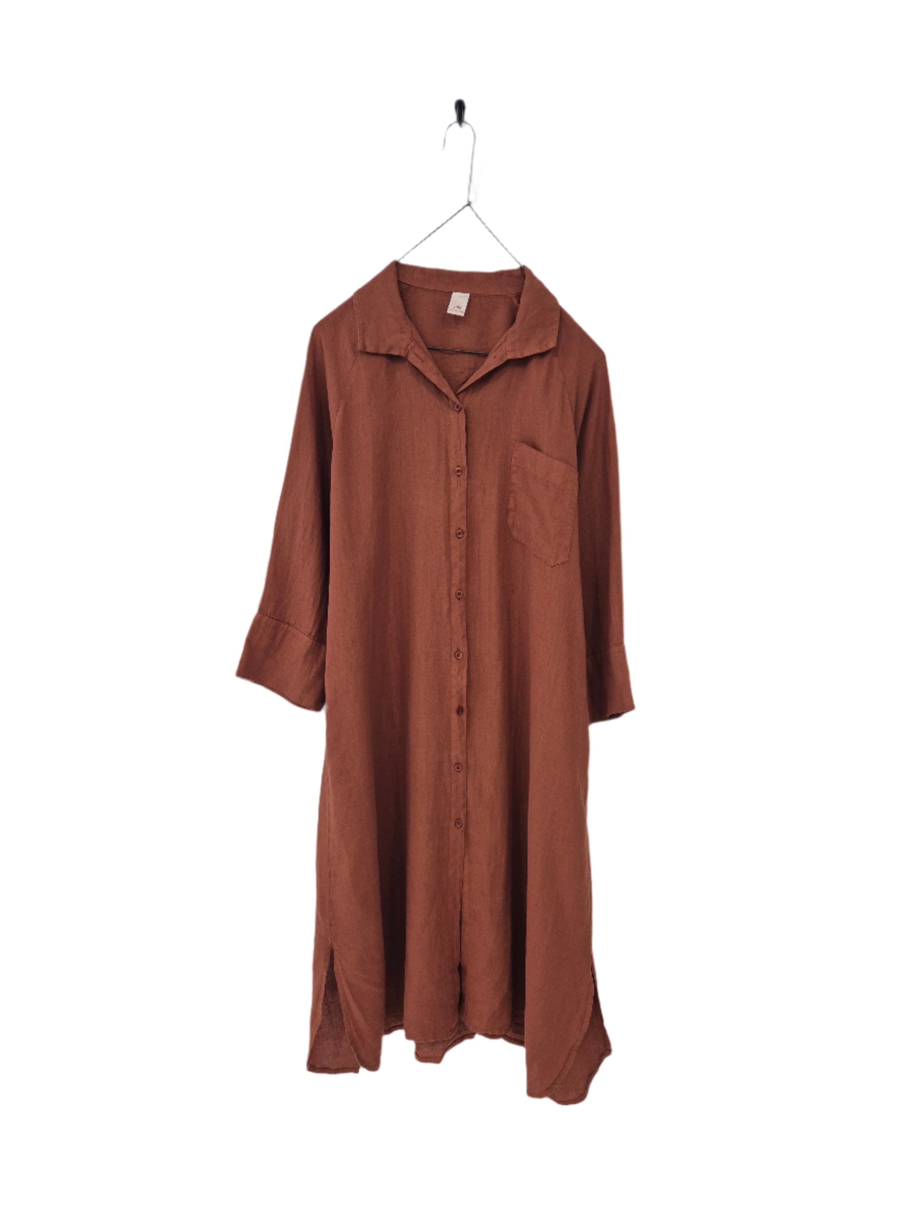 Montaigne Cezanne Linen Shirt Dress Rust
