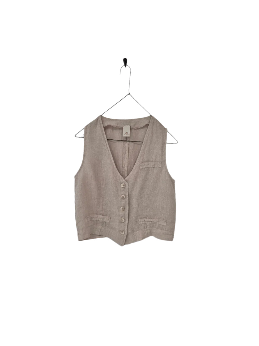 Montaigne Chloe Linen Vest Natural1