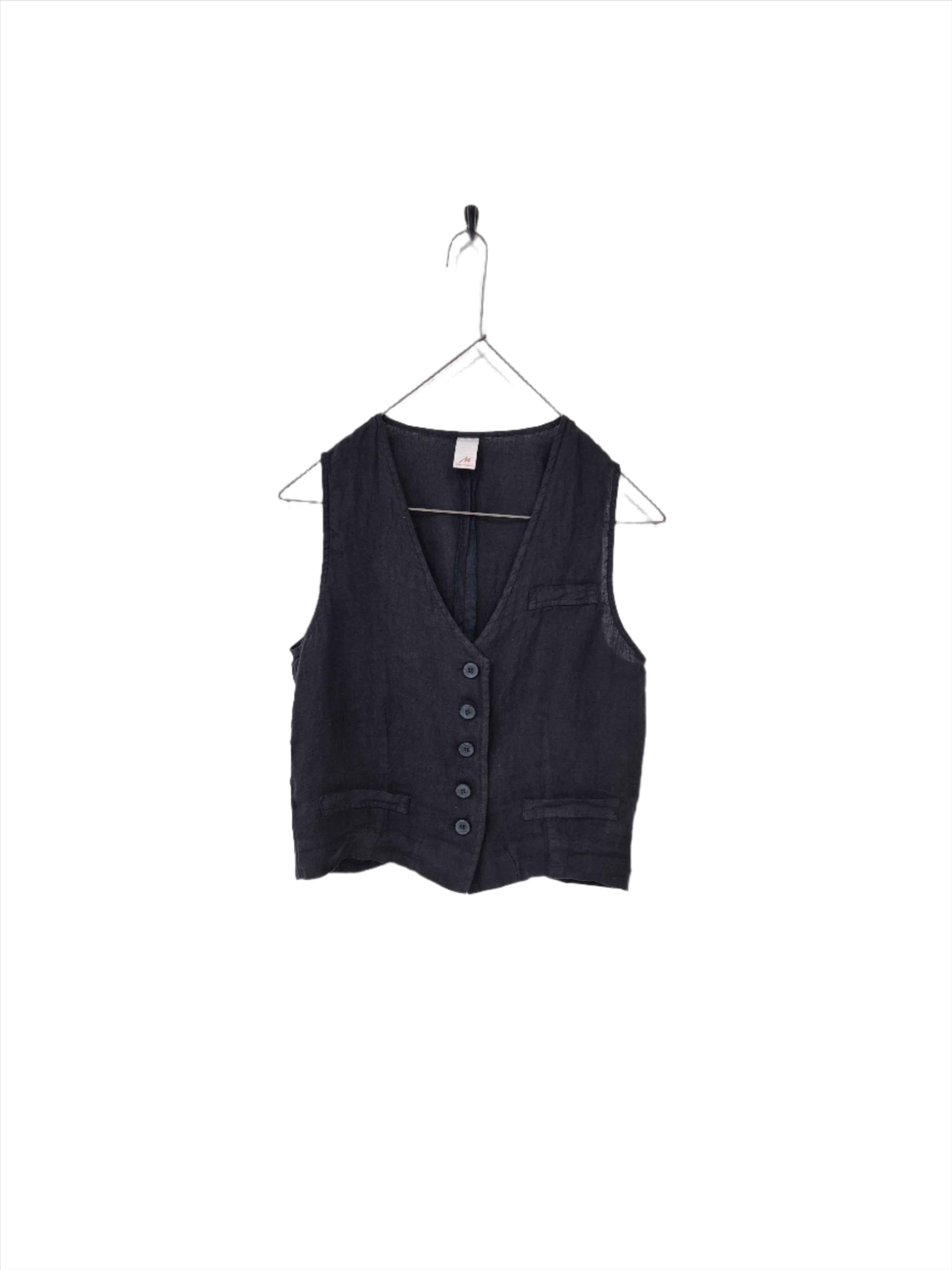 Montaigne Chloe Linen Vest Navy