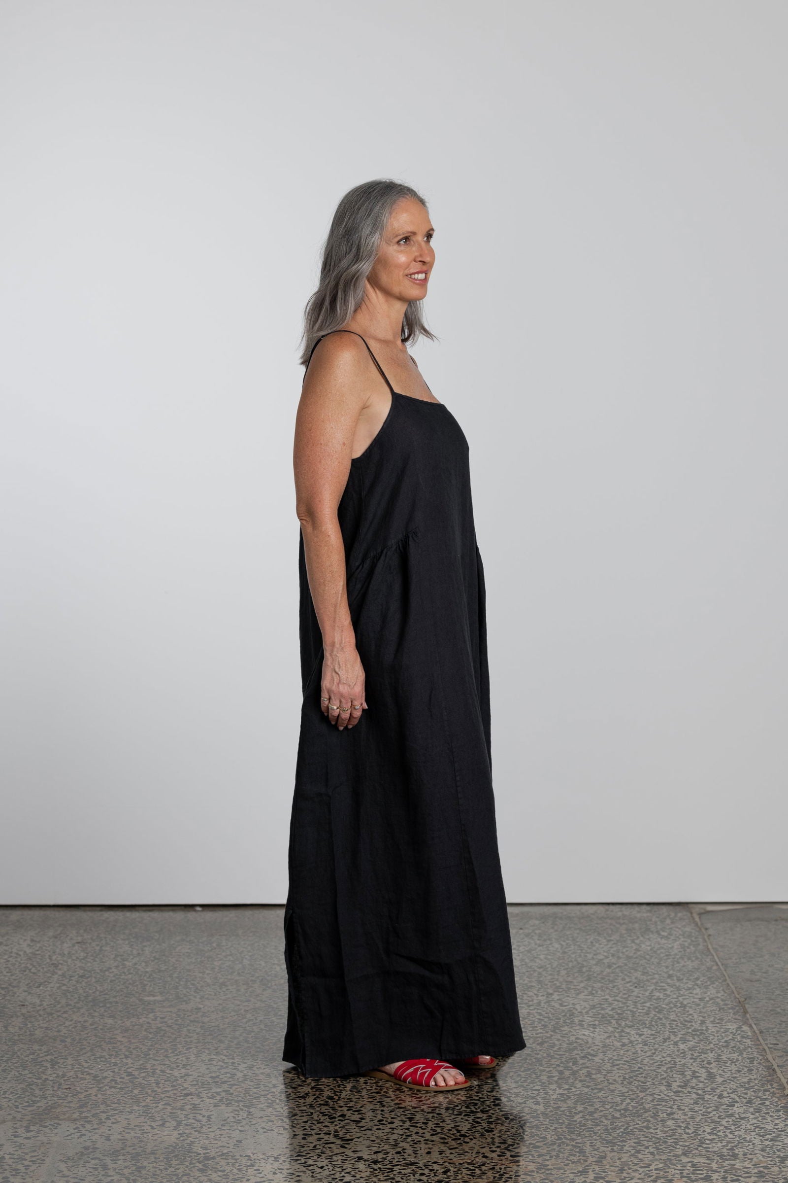 Montaigne Claudette Linen Maxi Dress Black1