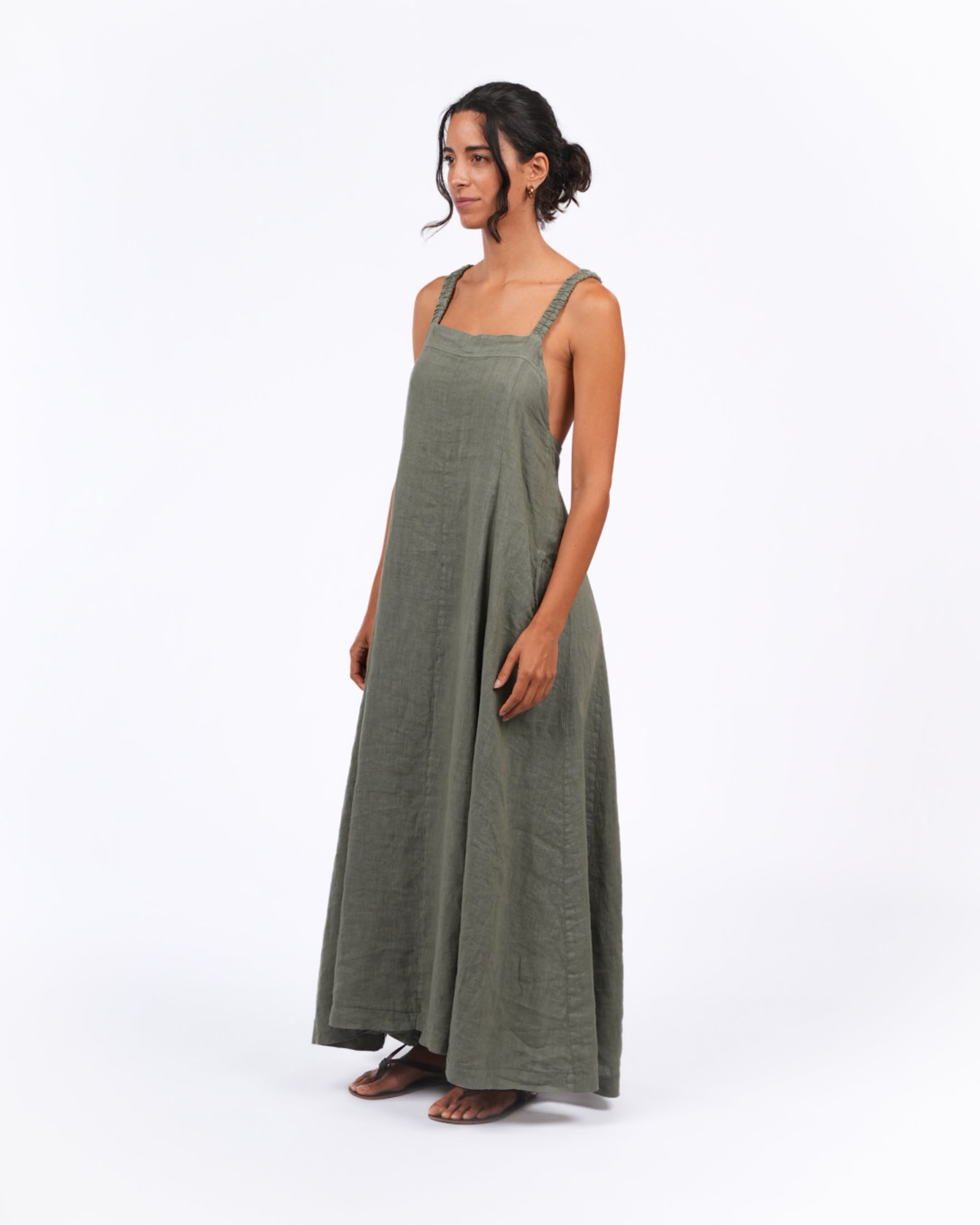 Montaigne Criss Cross Back Midi Dress Khaki4