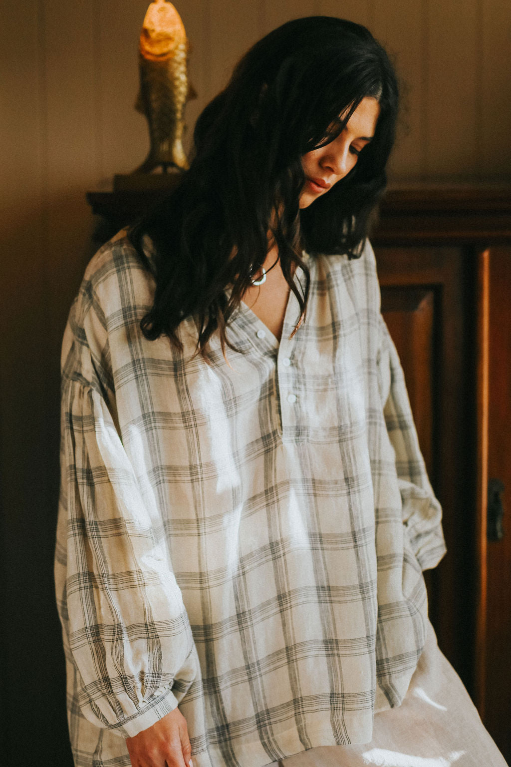 Montaigne Dante Cream Check Linen Top5