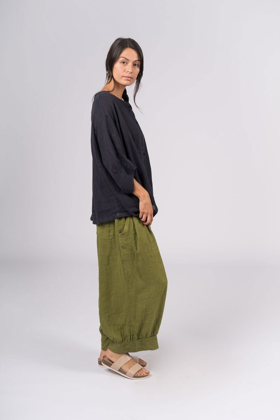 Montaigne Desi Linen Pants with Back Pockets (2 sizes) Acid Green1