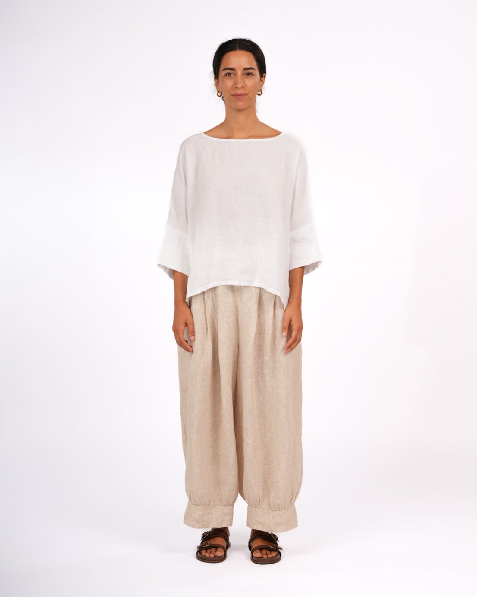 Montaigne Desi Pants In Houndstooth French Linen Natural