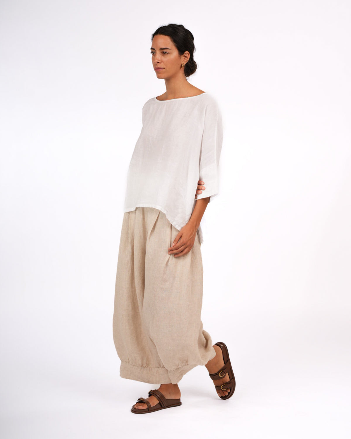 Montaigne Desi Pants In Houndstooth French Linen Natural1