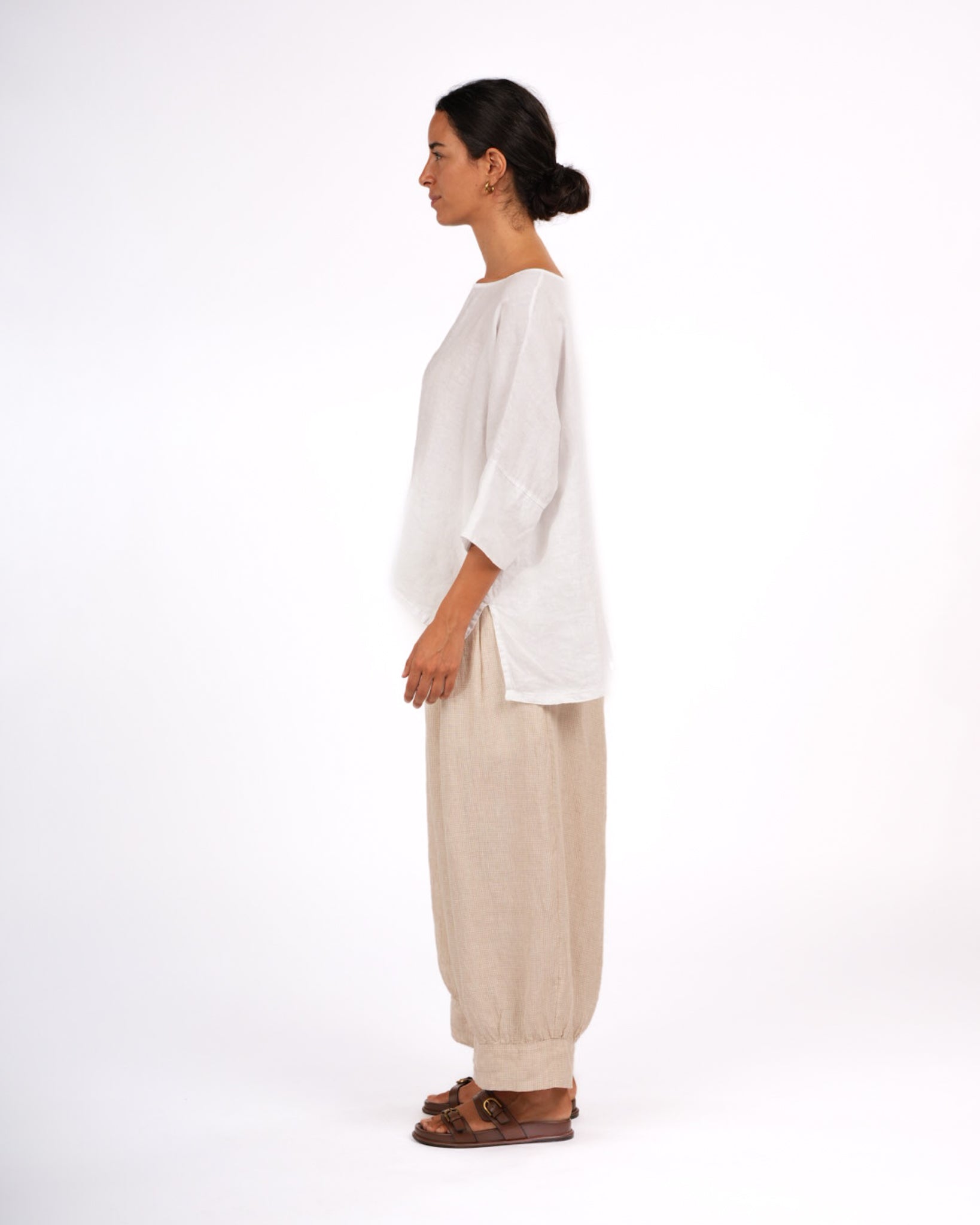 Montaigne Desi Pants In Houndstooth French Linen Natural5