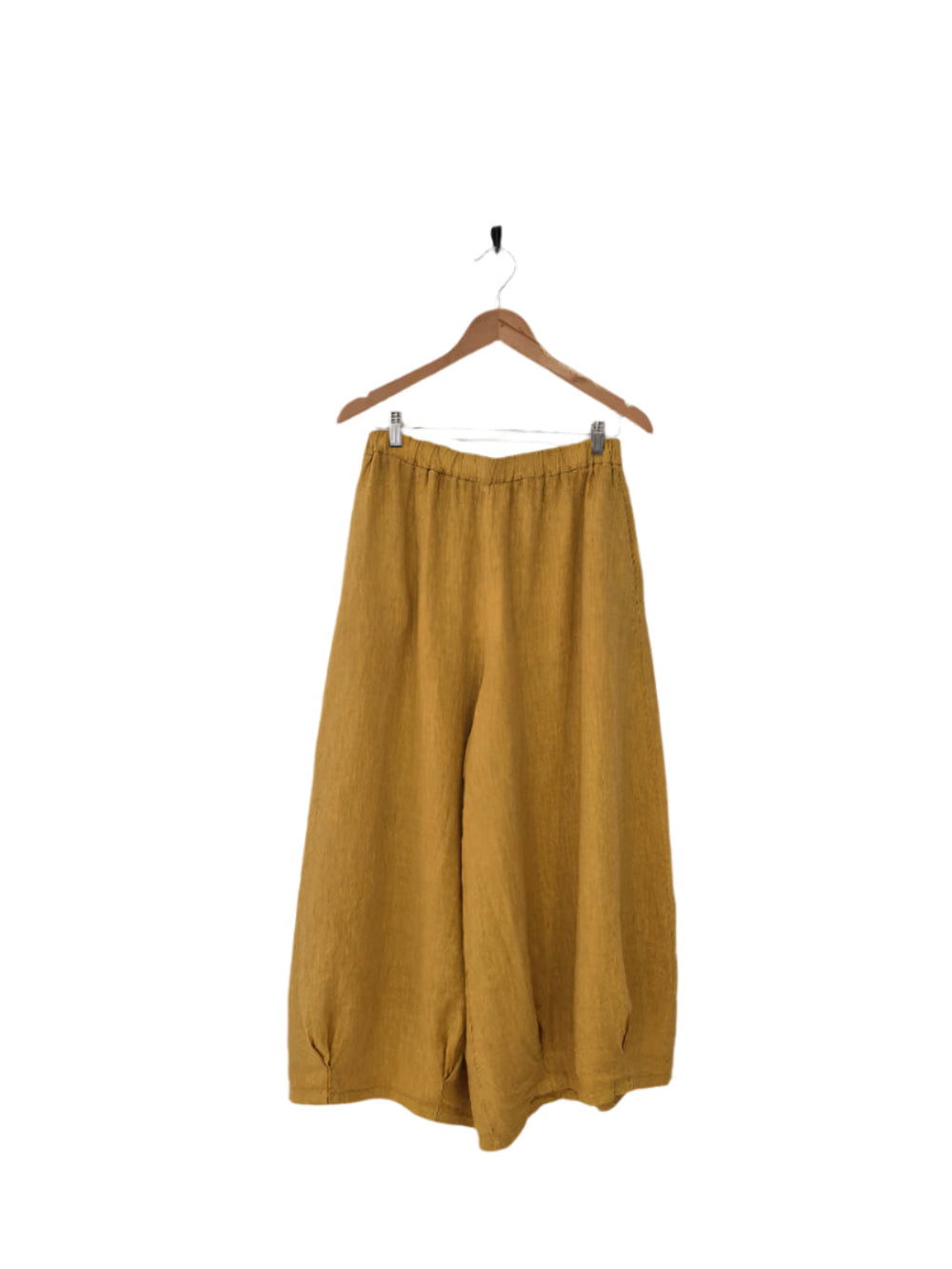 Montaigne Eadie Linen Pant with Gathering Detail Mustard2