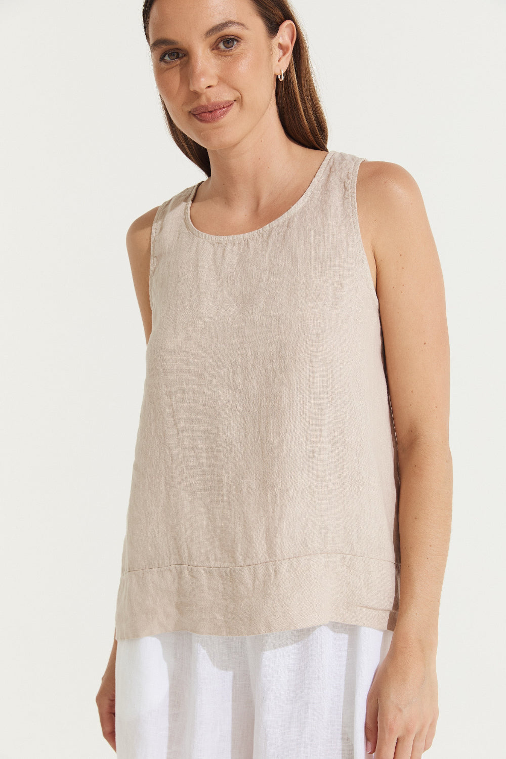 Montaigne Ebonie Linen Singlet Top Natural