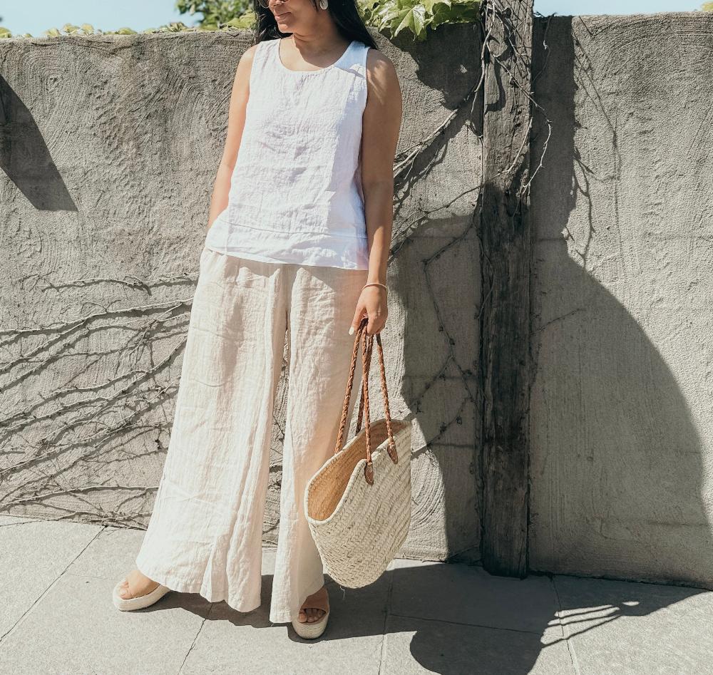 Montaigne Ebonie Linen Singlet Top White5