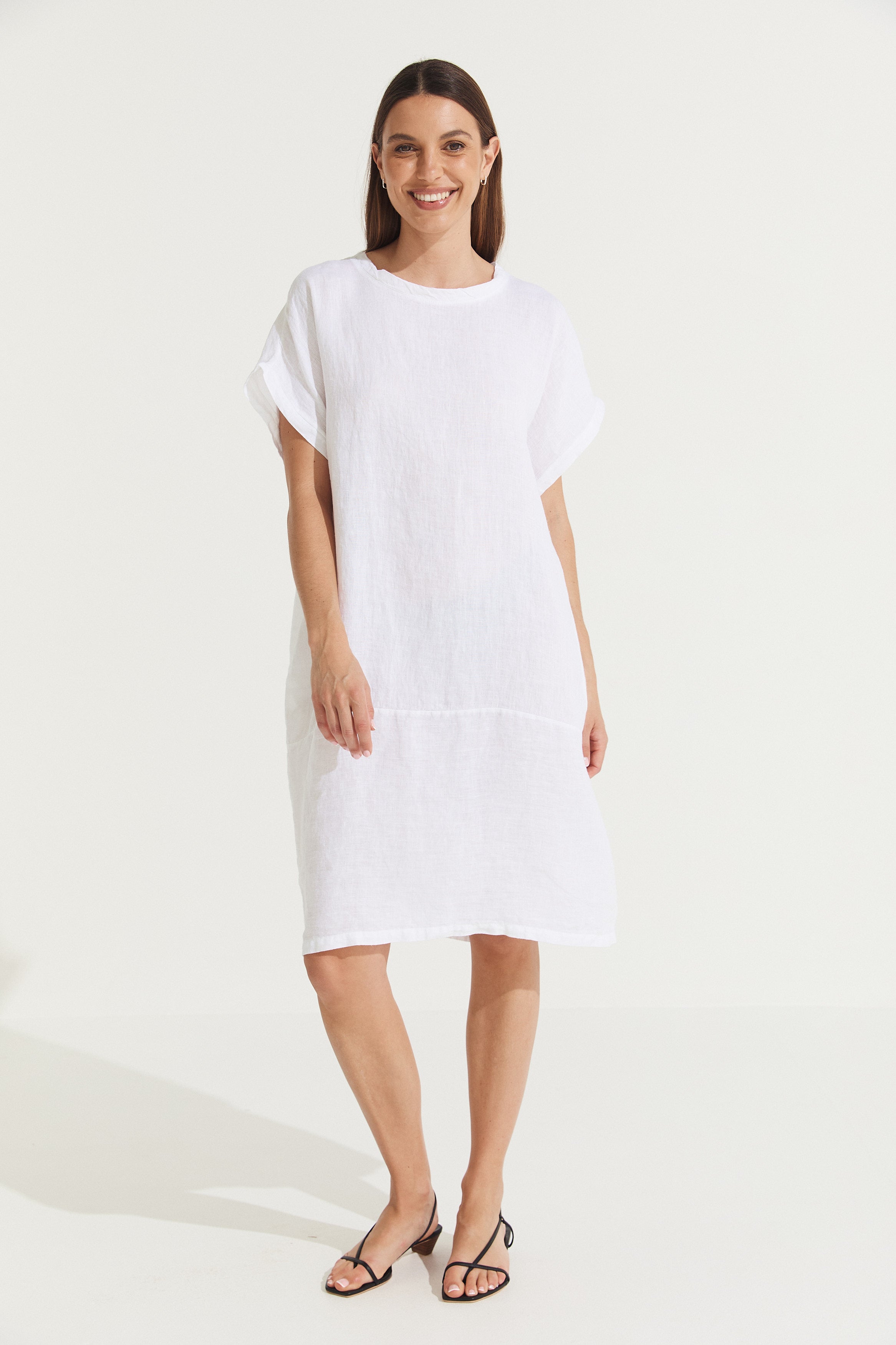 Montaigne Eliza Slimline Linen Dress White