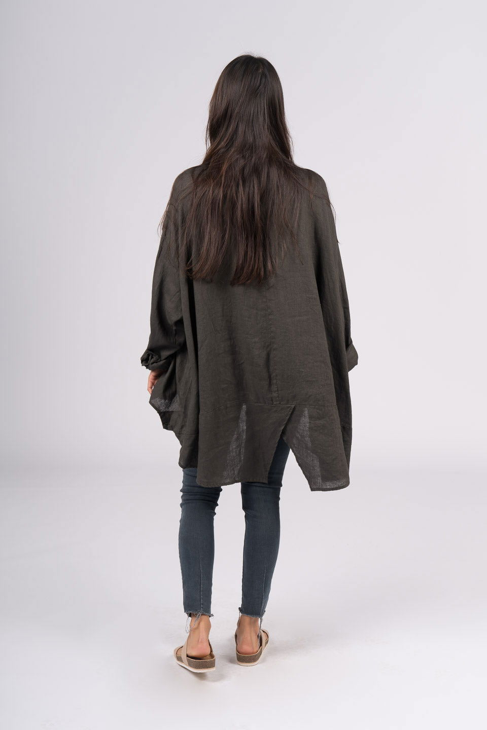 Montaigne Francois Long Sleeve Button Up Linen Shirt Chocolate1