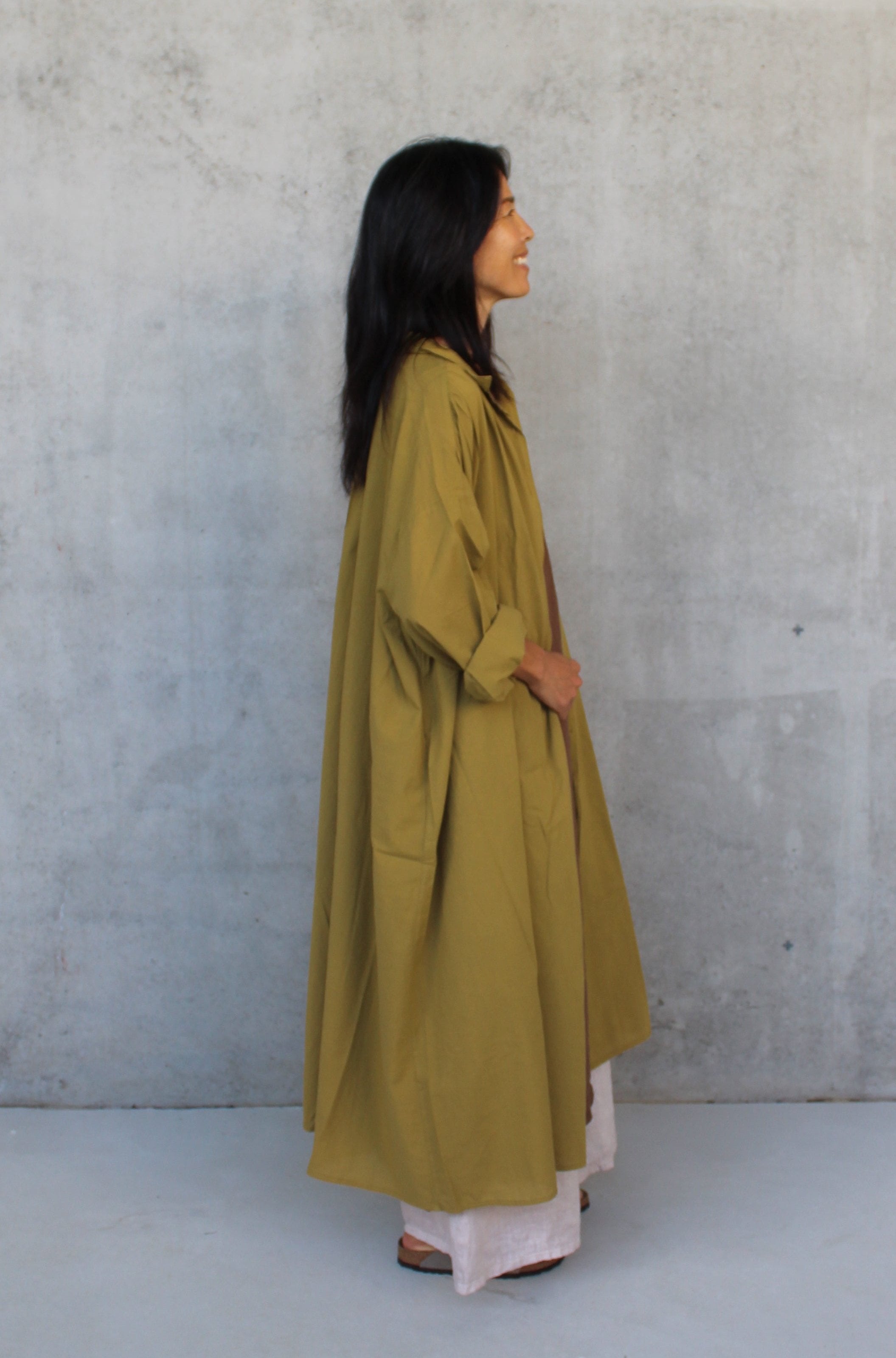 Montaigne Frederic Oversized Cotton Shirt Dress Moss1