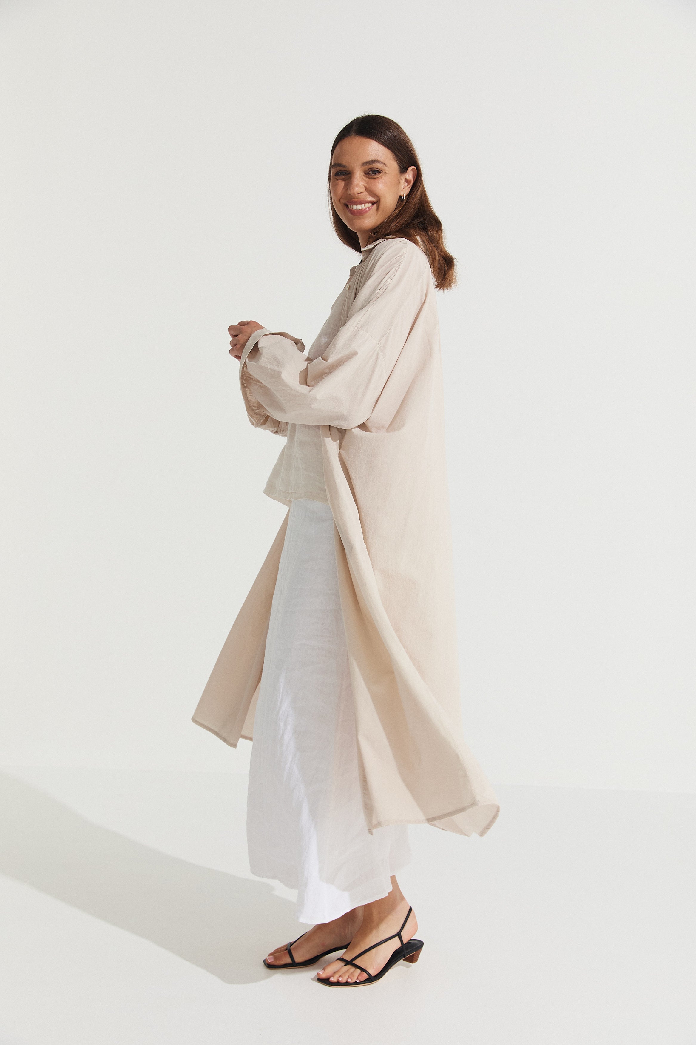 Montaigne Frederic Oversized Cotton Shirt Dress Nautral1