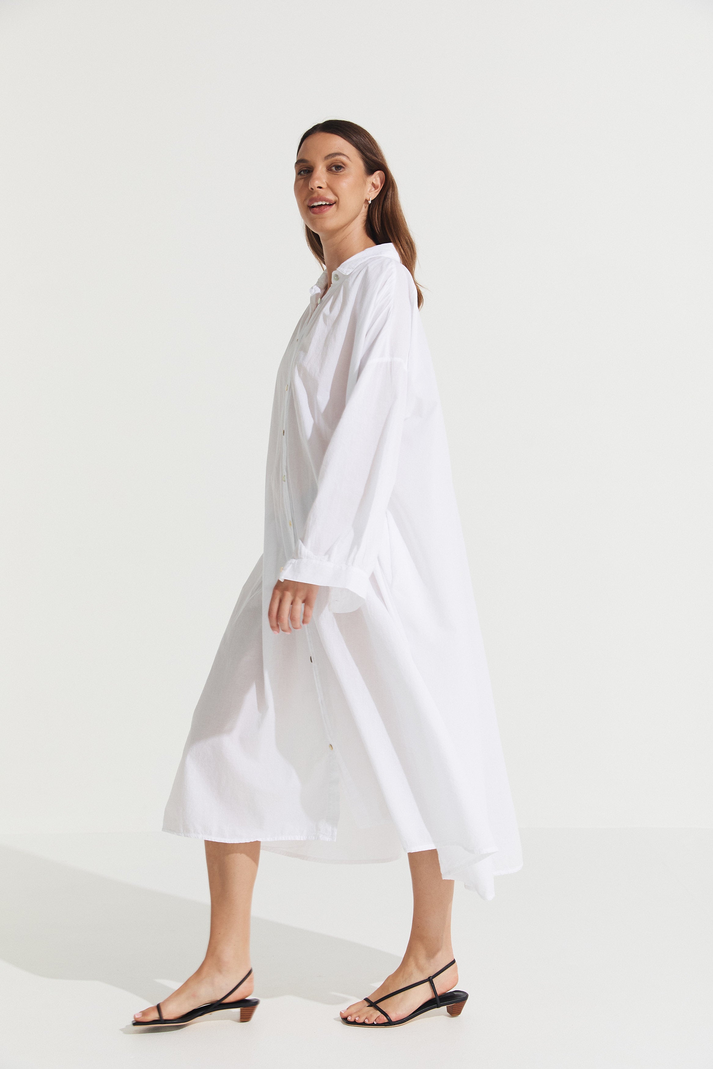 Montaigne Frederic Oversized Cotton Shirt Dress White4
