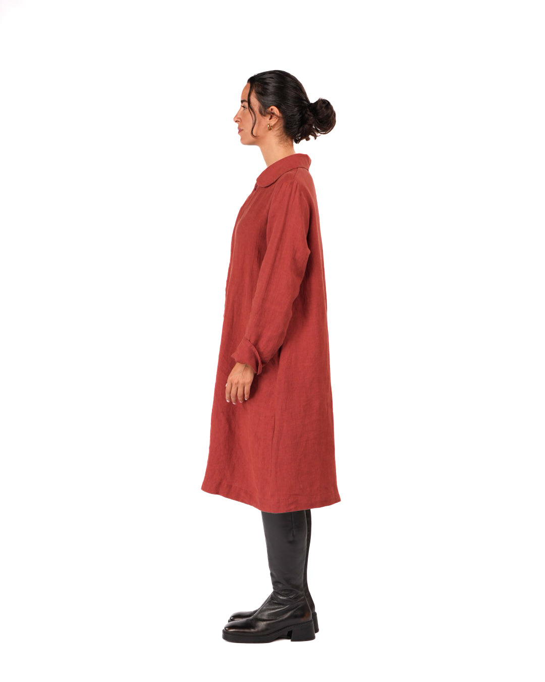 Montaigne French Linen Button-Through Jacket - Peter Pan Collar Burnt Sienna4