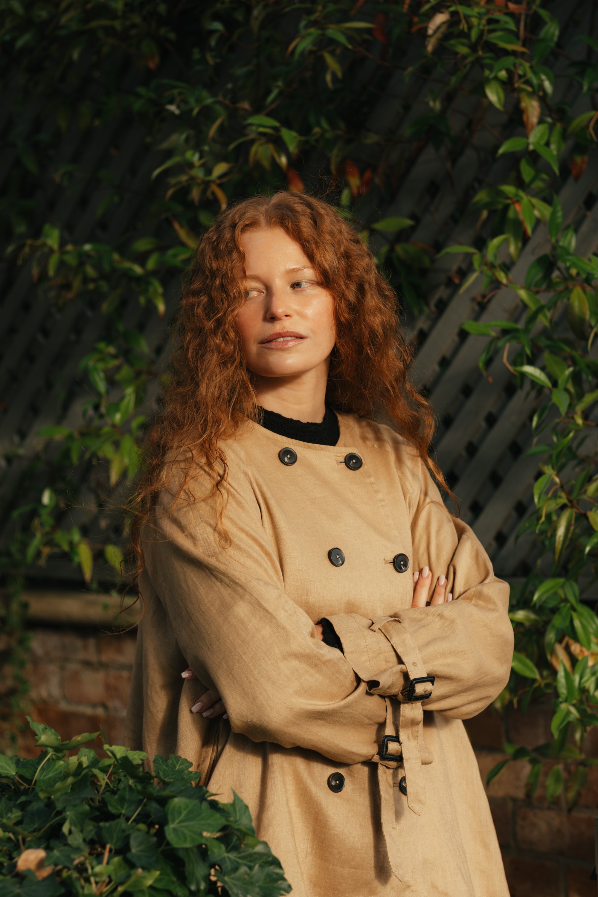 Montaigne French Linen Collarless Peacoat Camel7