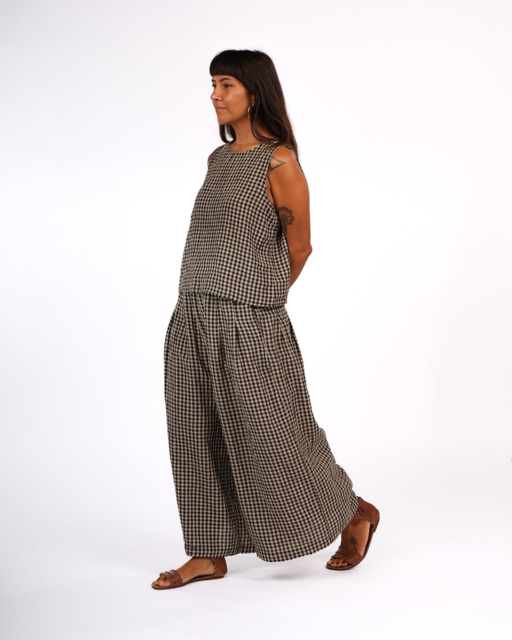 French Linen Culottes in Gingham