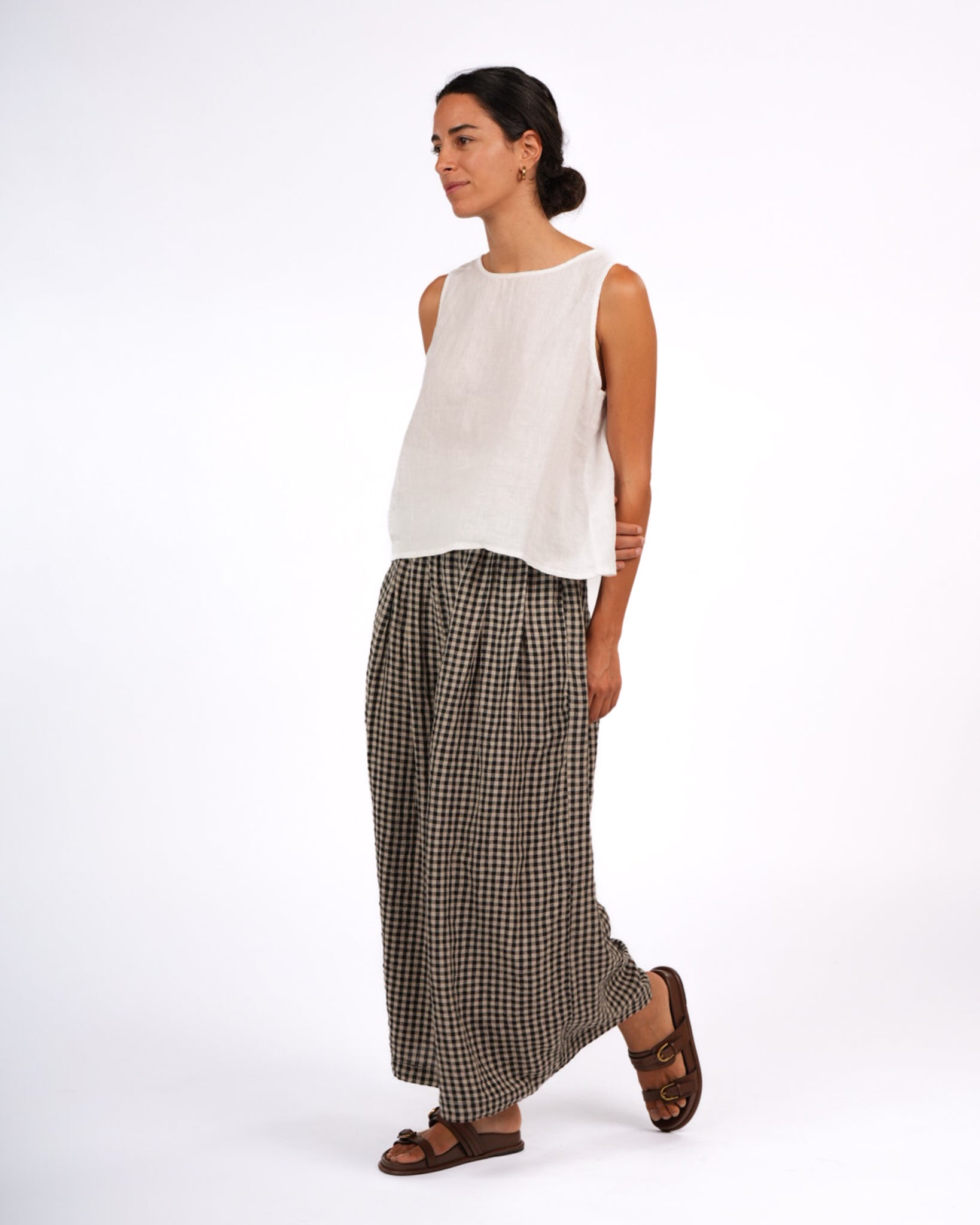 French Linen Culottes in Gingham