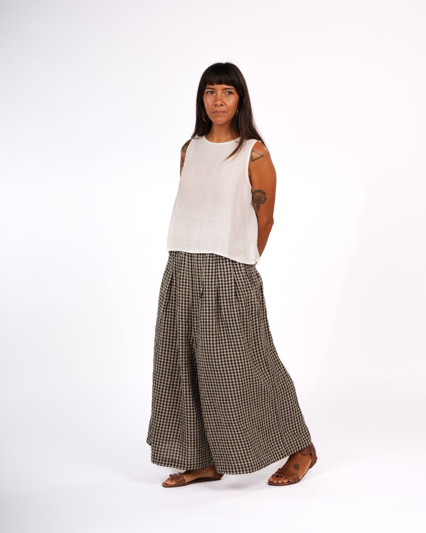 French Linen Culottes in Gingham
