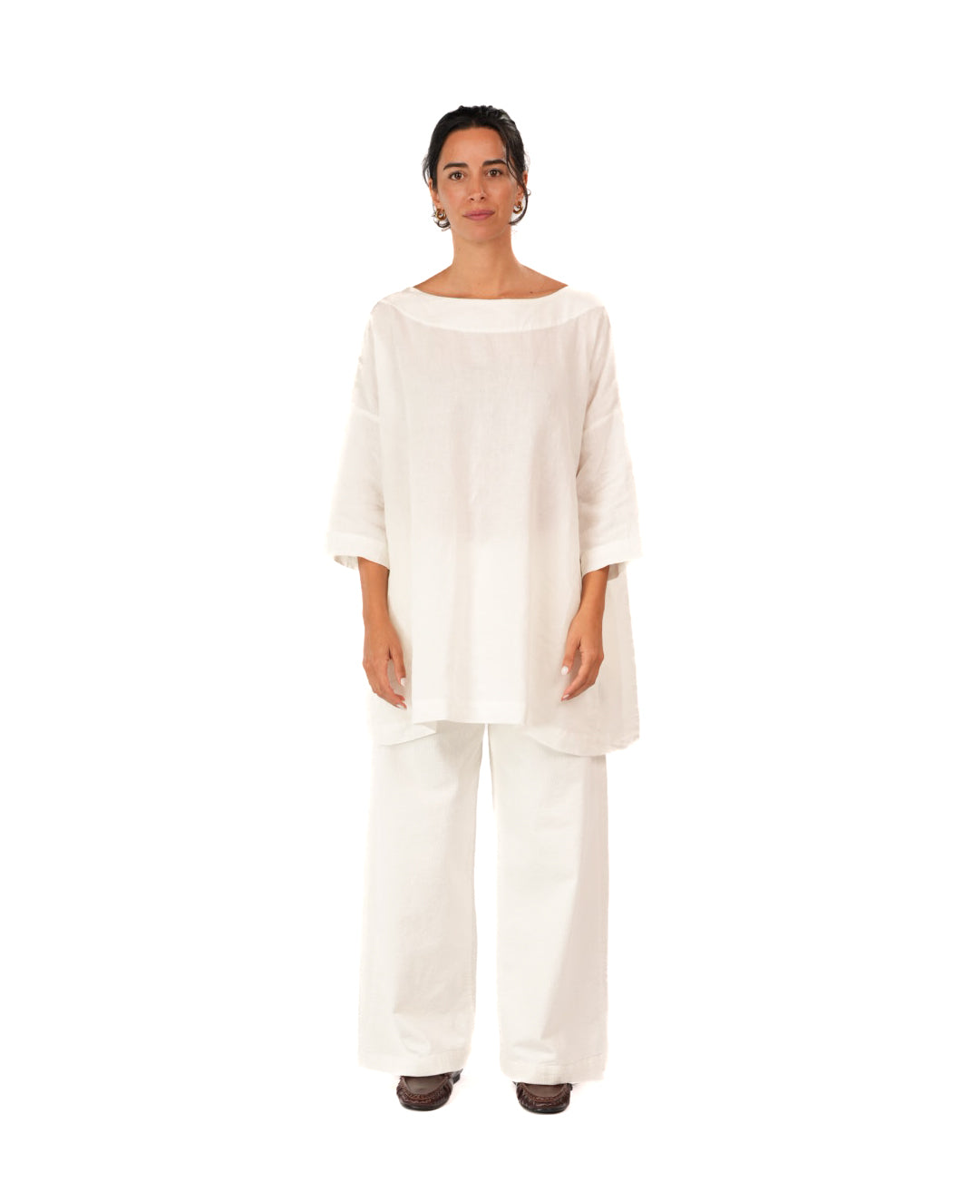 Montaigne French Linen Tunic Top White1