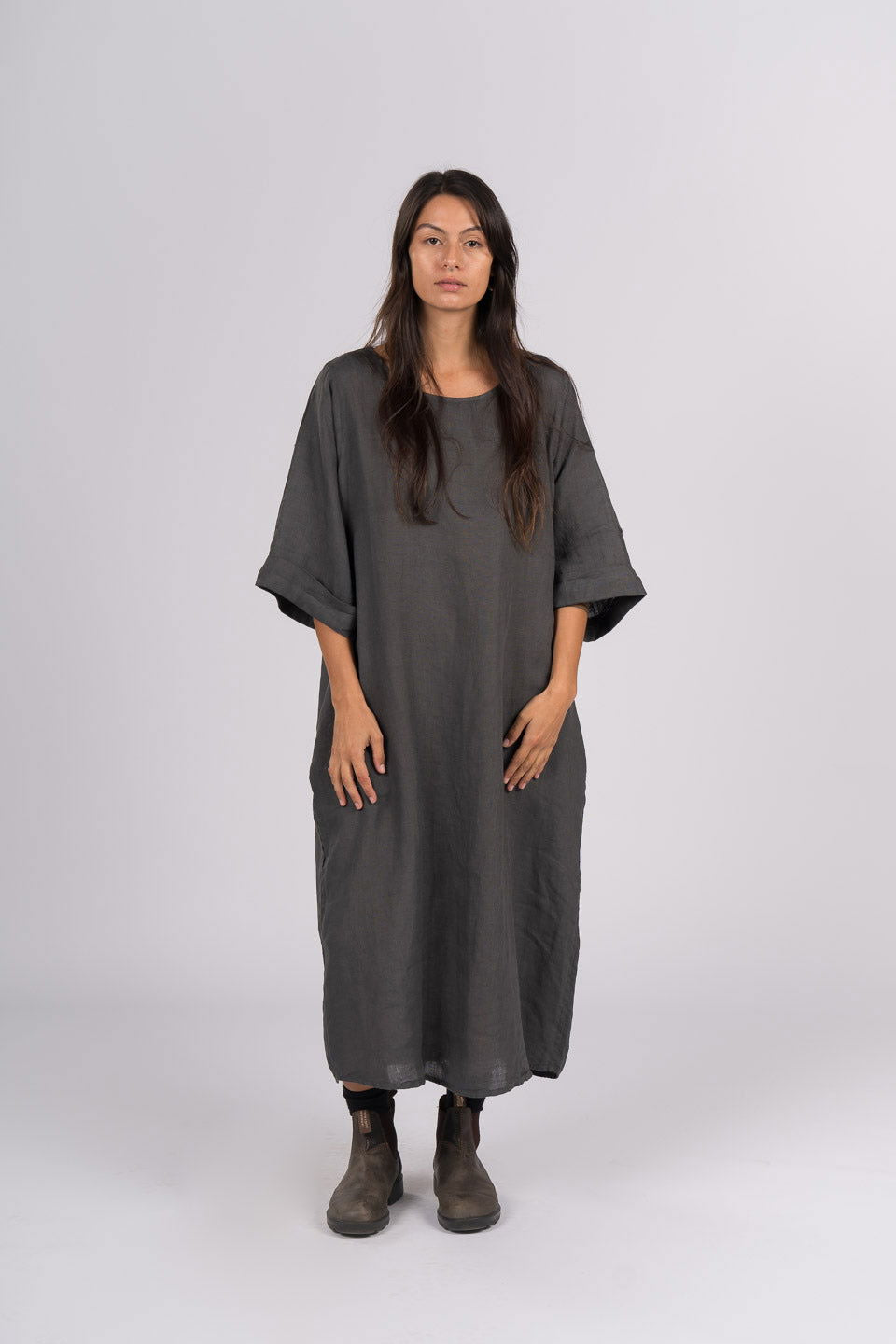 Montaigne Gaella Linen Shift Dress Petrol