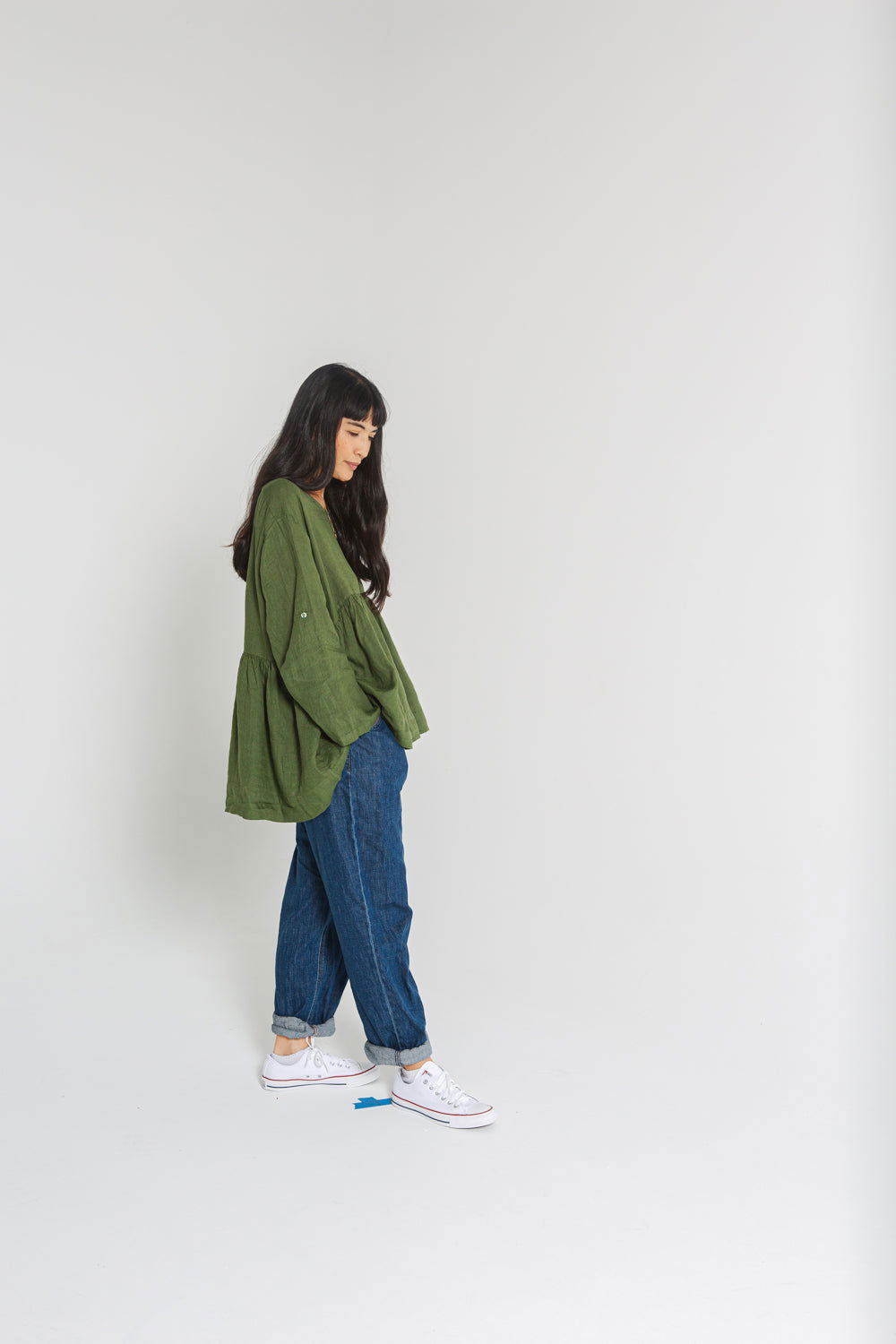 Montaigne Gaugin Linen Top Forest Green2