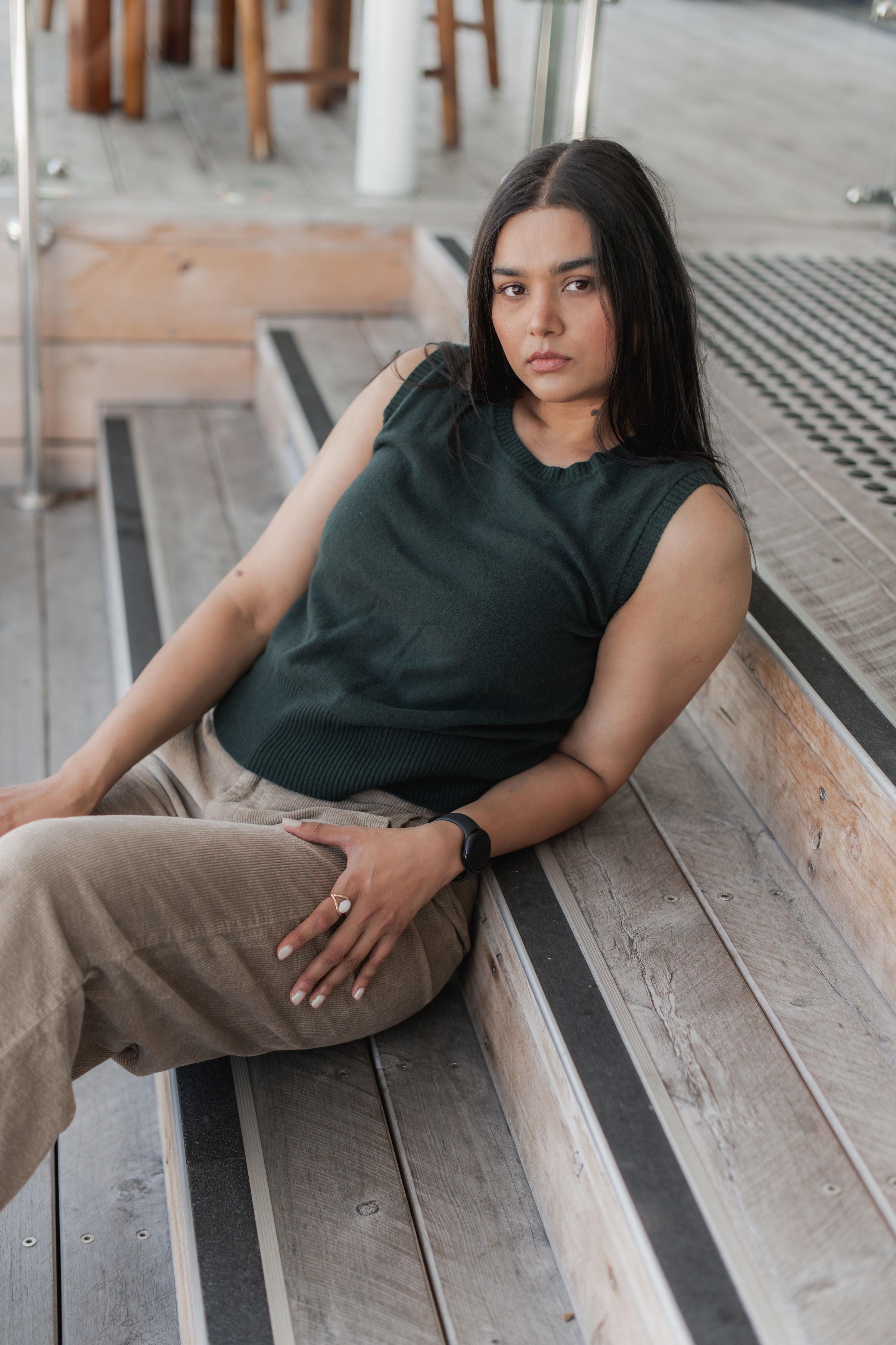 Montaigne Gigi 100% New Zealand Lambswool Vest Green1