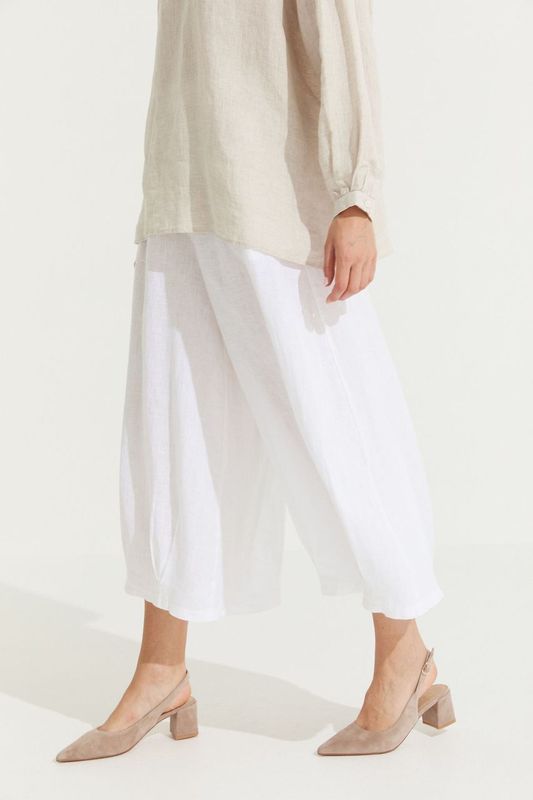 Montaigne Gina Linen Long Sleeve Top Natural1