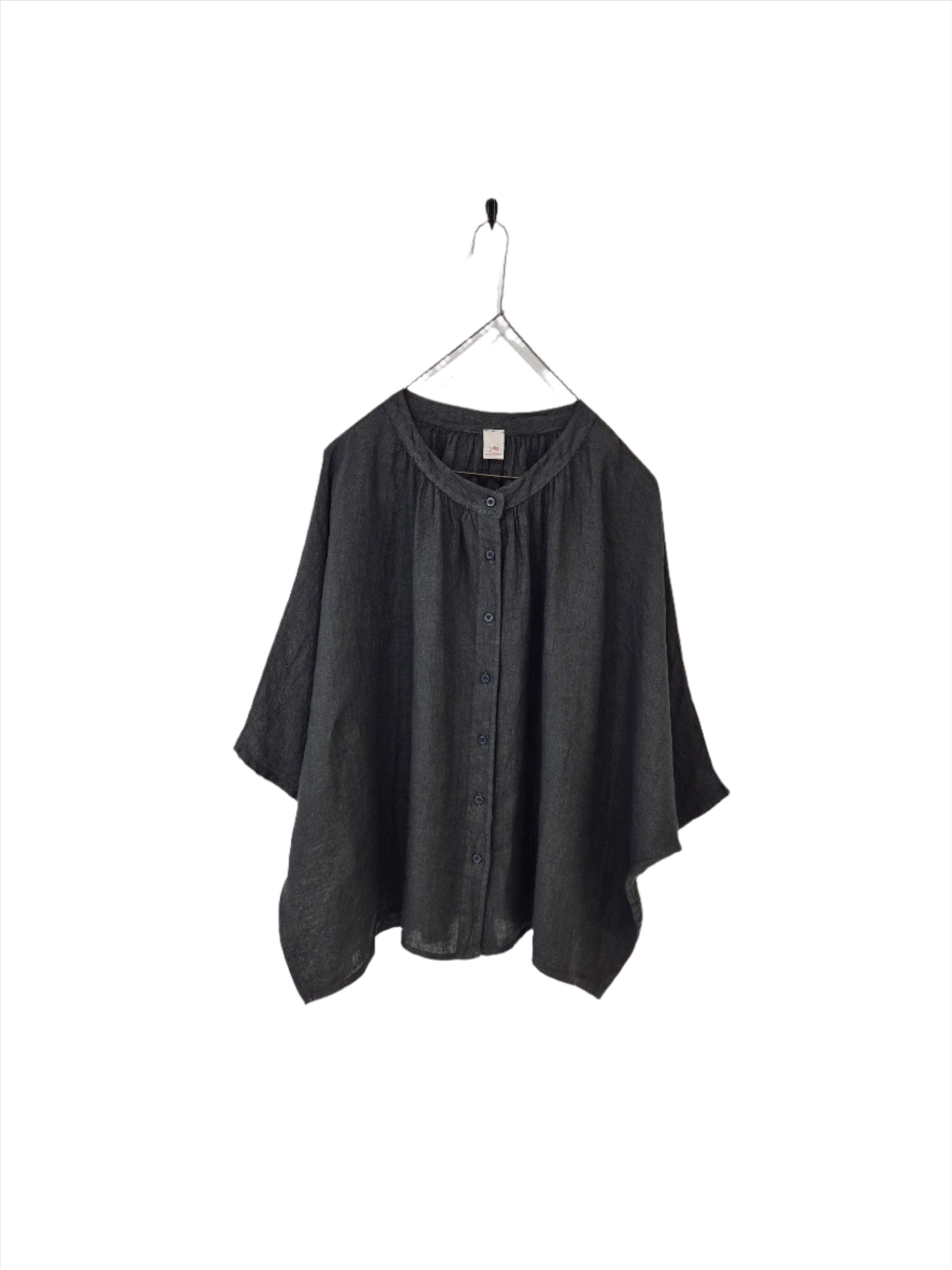 Montaigne Hepburn Linen Button Up Top Petrol