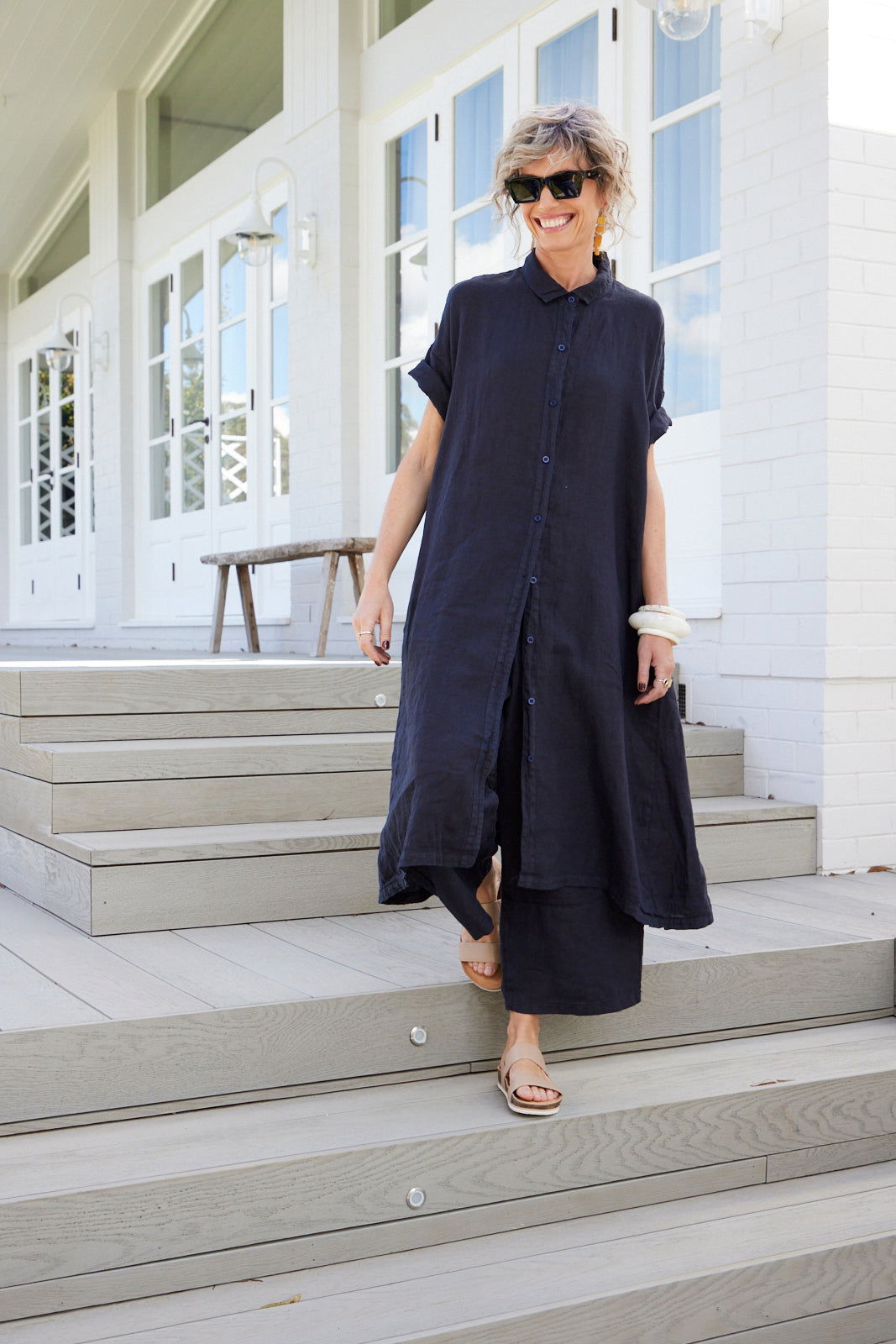 Montaigne Inès Full Length Tapered Pant Navy1