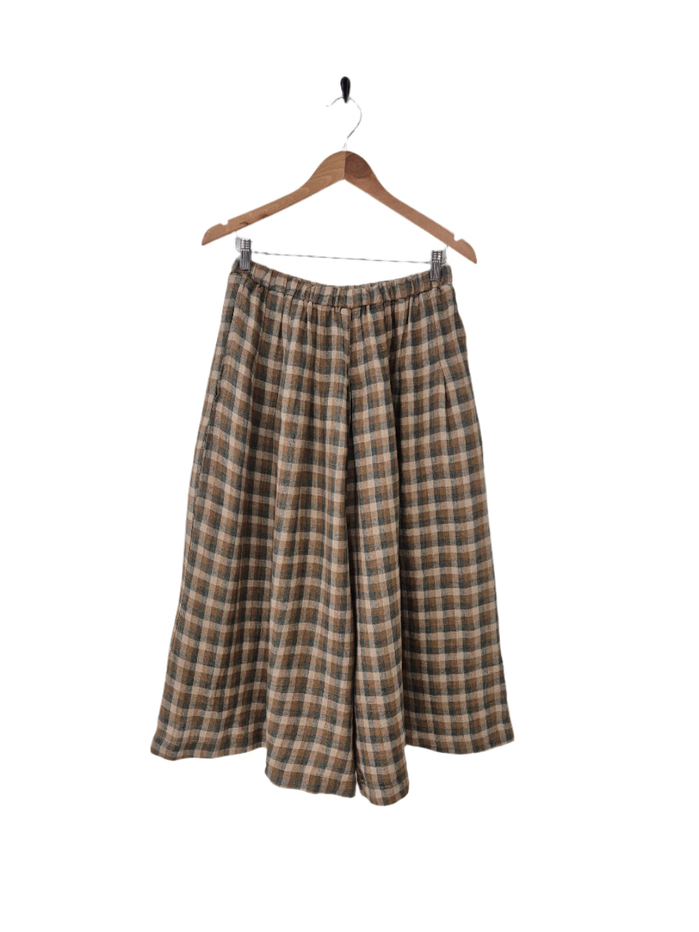 Montaigne Ingride French Linen Check Culottes Brown6