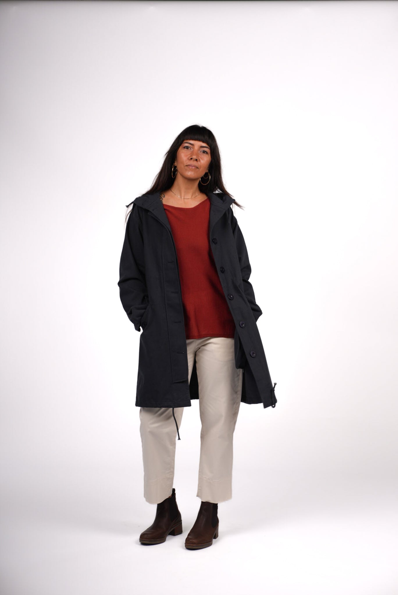 Montaigne Isobel Cotton Drill Anorak Overcoat Navy6